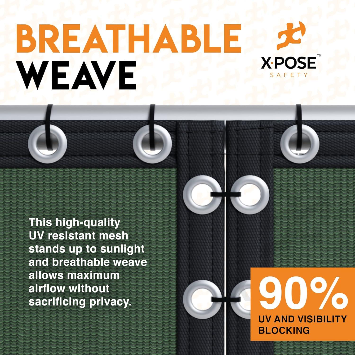 Xpose Safety Heavy Duty Privacy Screen Fence - 6’ x 50’ Green - 90% Visibility and UV Blocking - Easy Installation, Breathable Mesh for Yard, Garden, Greenhouse, Plant Nursery, Pet Kennel, Dog Run