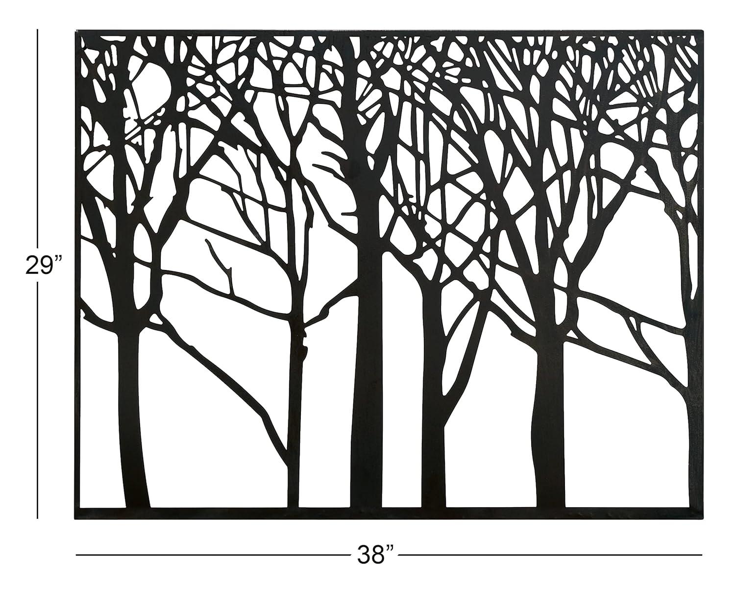 DecMode Black Metal Tree Wall Decor