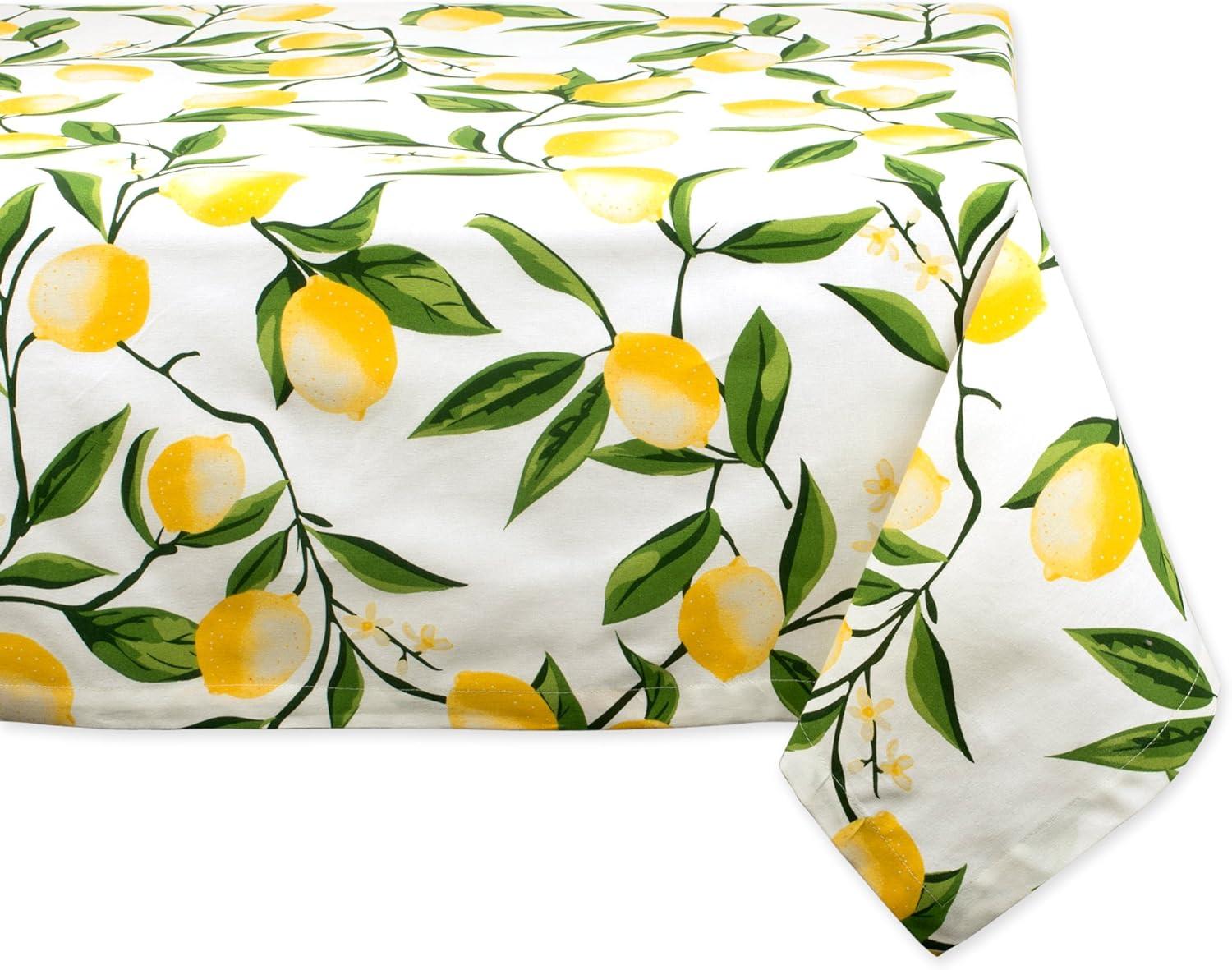 Lemon Blossom Print Cotton Tablecloth, 52x52