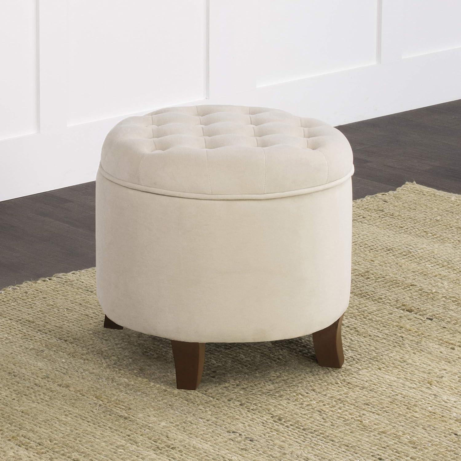 Large Round Button Tufted Storage Ottoman - HomePop