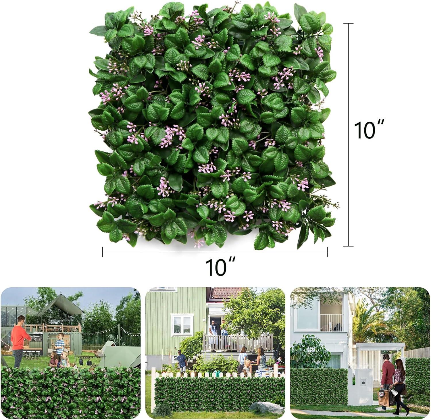 MAXAYA Artificial Hedge Wall Panels,8Pcs10"X10"Greenery Wall Backdrop,P...