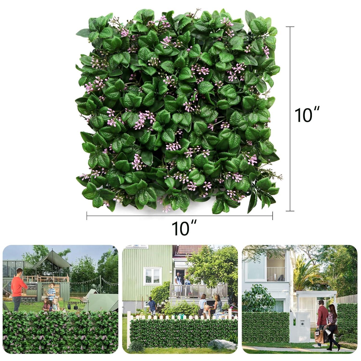 MAXAYA Artificial Hedge Wall Panels,8Pcs10"X10"Greenery Wall Backdrop,P...