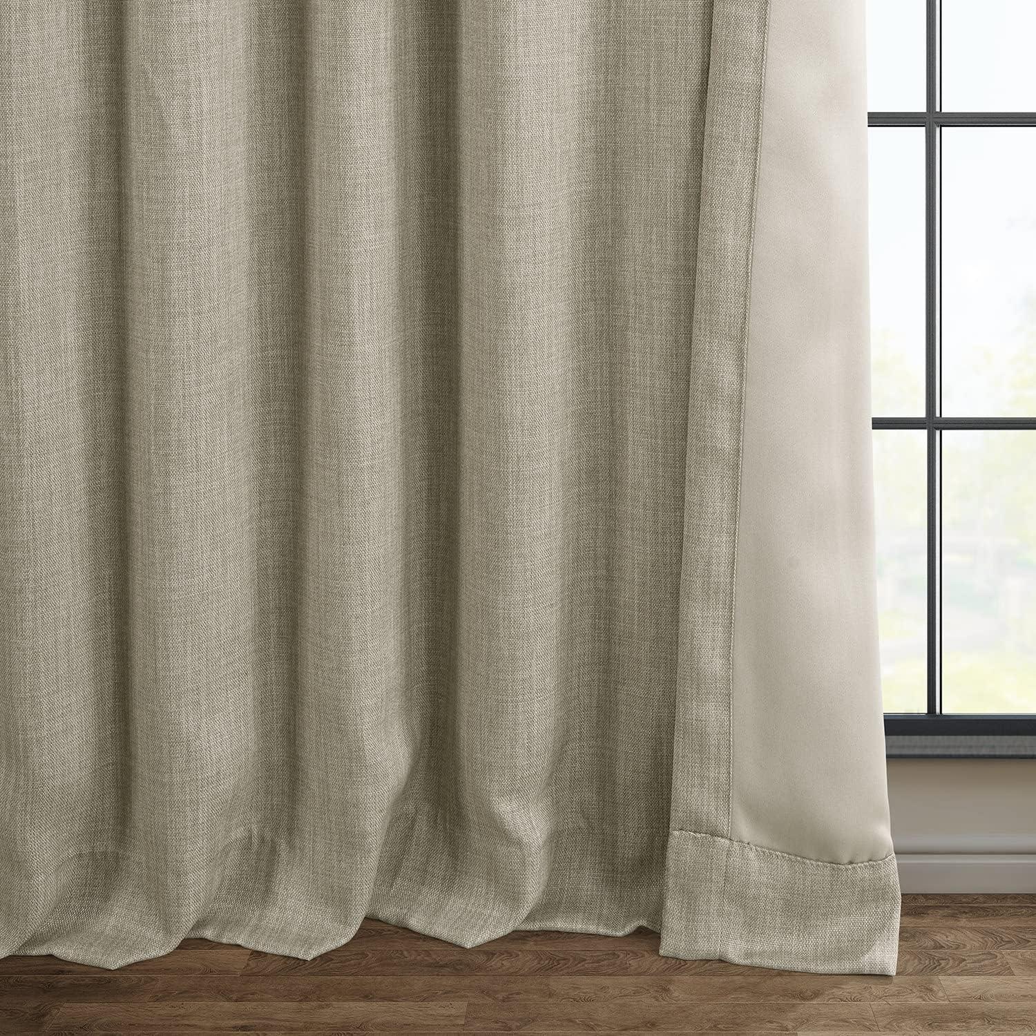 Oatmeal Faux Linen Room Darkening Curtain (1 Panel), Oatmeal, 50W X 96L