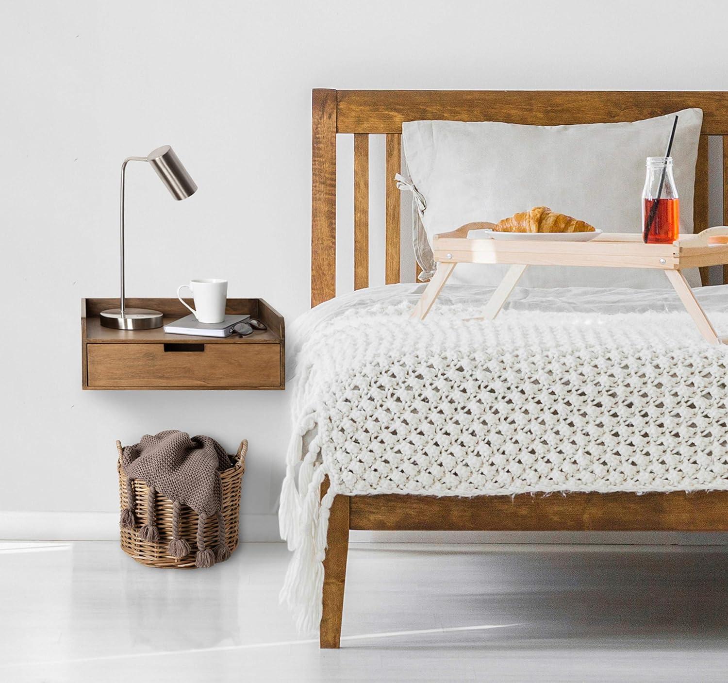 18" x 12" x 6.5" Kitt Floating Shelf Side Table with Drawer - Kate & Laurel All Things Decor: Wall Mounted Storage