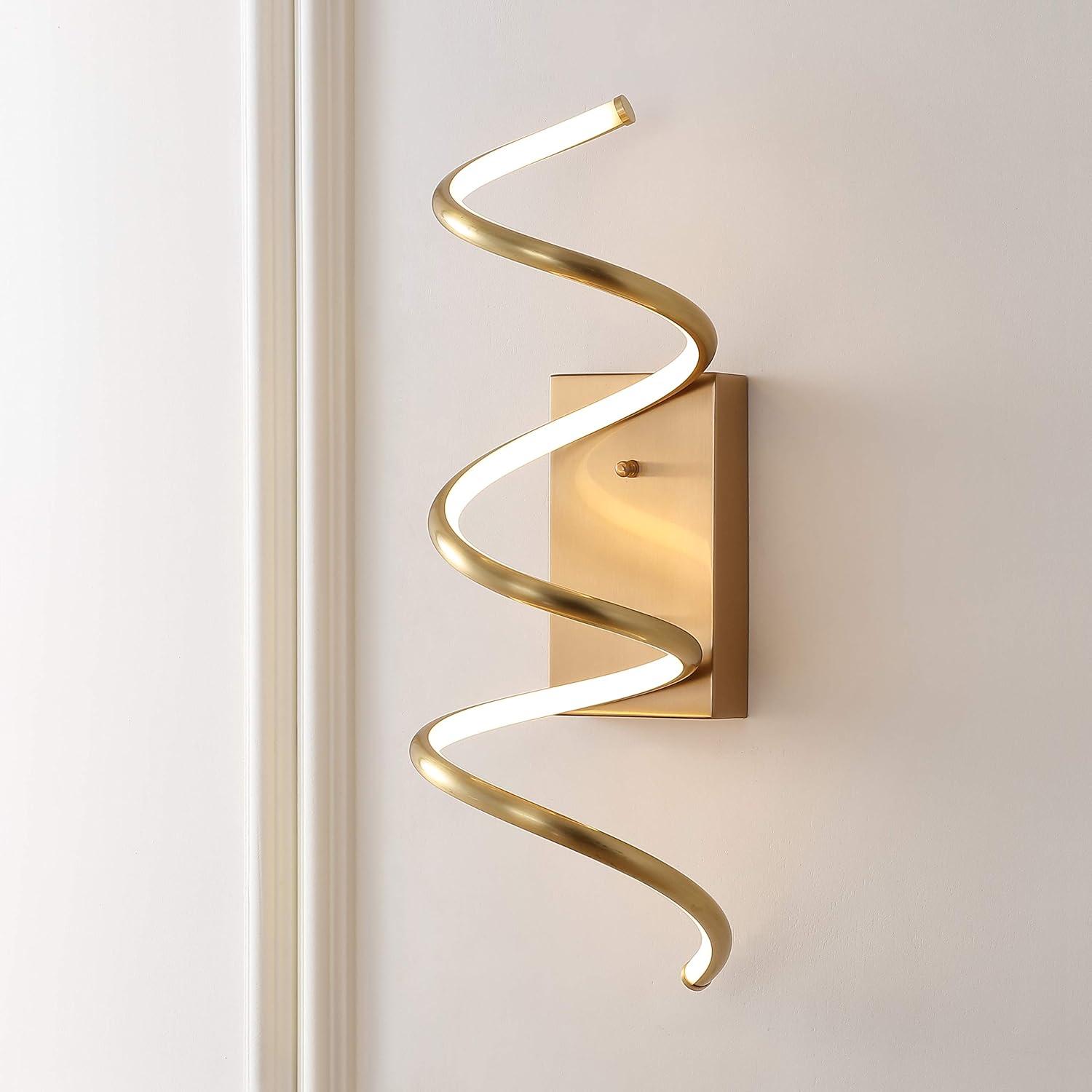 Scribble 7" Modern Metal Integrated LED Vanity Light Sconce, Gold