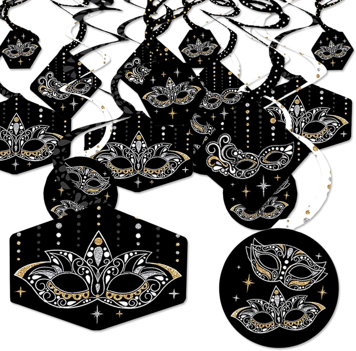 Big Dot of Happiness Masquerade - Carnival Mask Party Hanging Decor - Party Decoration Swirls - Set of 40