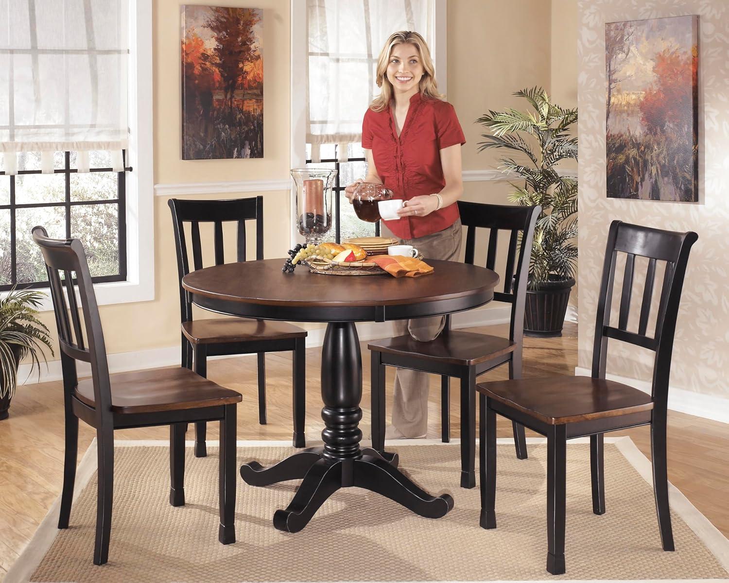 Signature Design by Ashley Owingsville Modern Farmhouse Dining Room Side Chair, Set of 2, Black and Brown