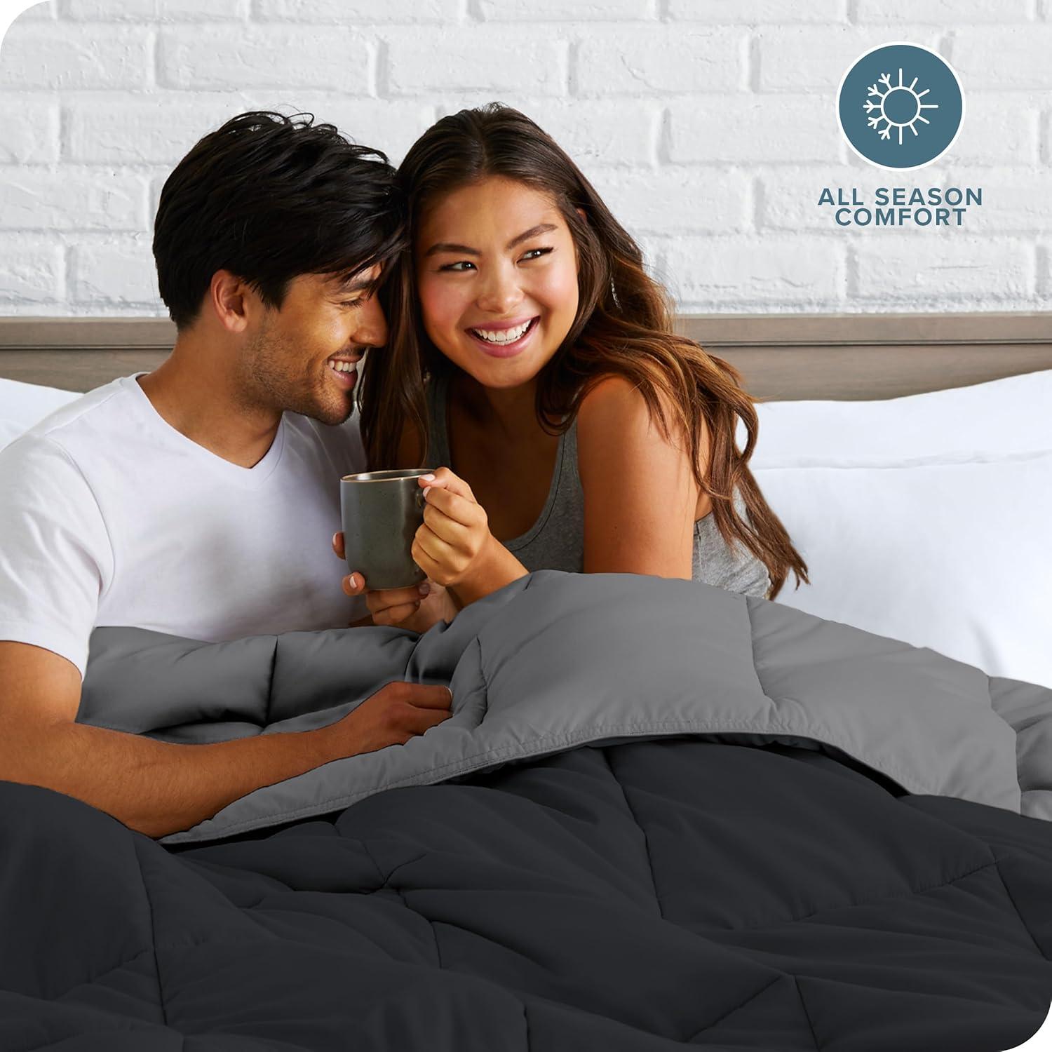 Bare Home Premium Ultra Soft Modern & Contemporary Box Stitch Comforter