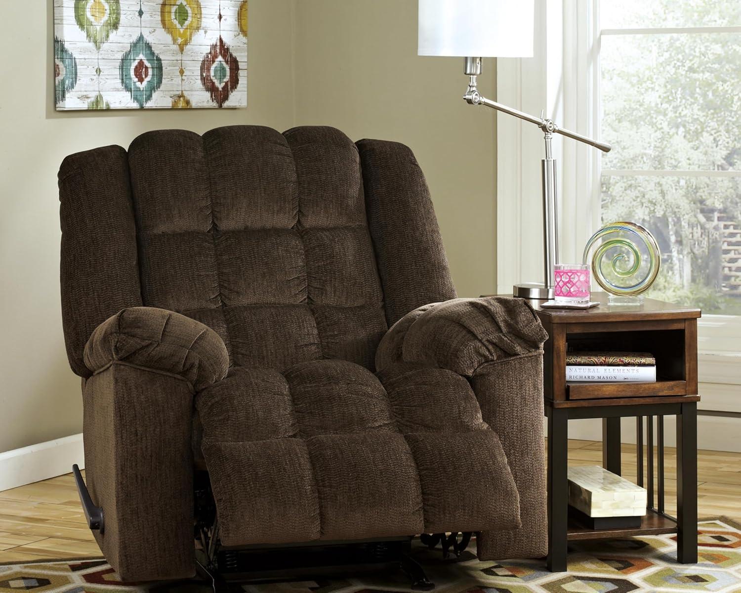 Ludden Rocker Side Lever Recliner Cocoa - Signature Design by Ashley: Plush Upholstery, Comfort Style
