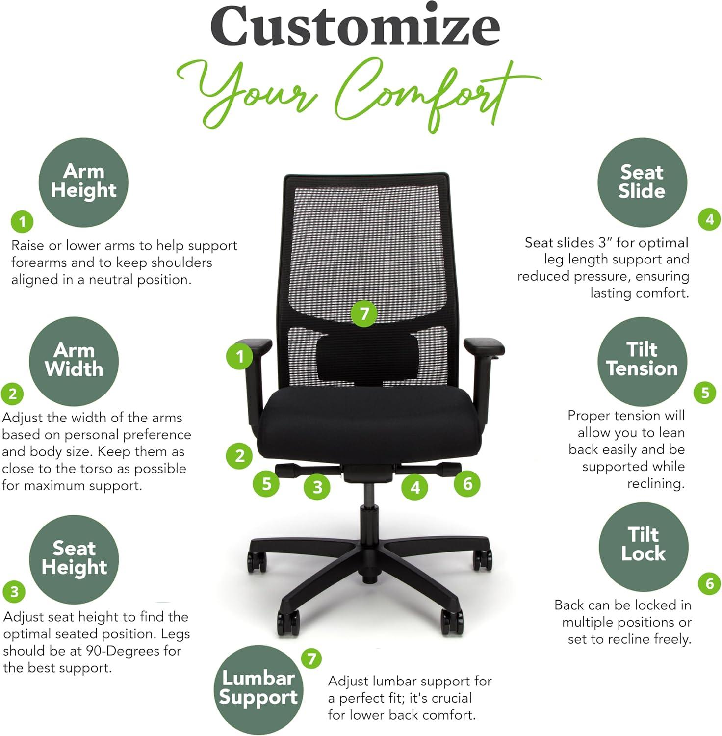 HON Ignition 2.0 Ergonomic Office Chair - Lumbar Support, Comfortable for Long Hours