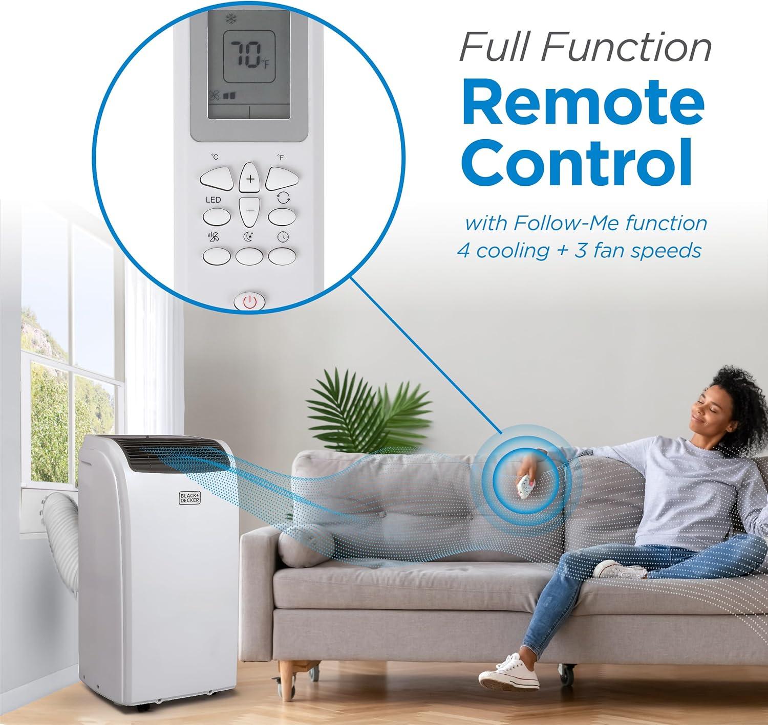 BLACK+DECKER BPACT12HWT 6,000 BTU SACC/CEC (12,000 BTU ASHRAE) Portable Air Conditioner with Heat & Remote Control