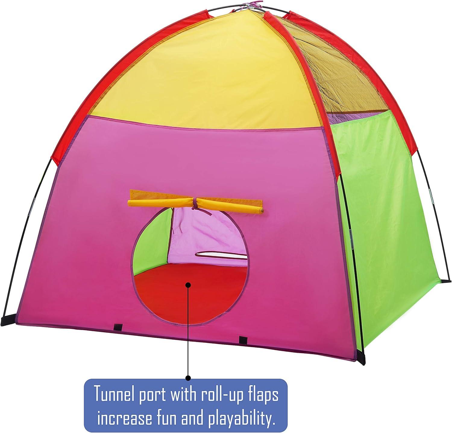 ATDAWN Kids Play Tent, Kids Pop Up Tent, Camping Playground, Indoor/Outdoor Children Playhouse for Boys and Girls, Rainbow Color