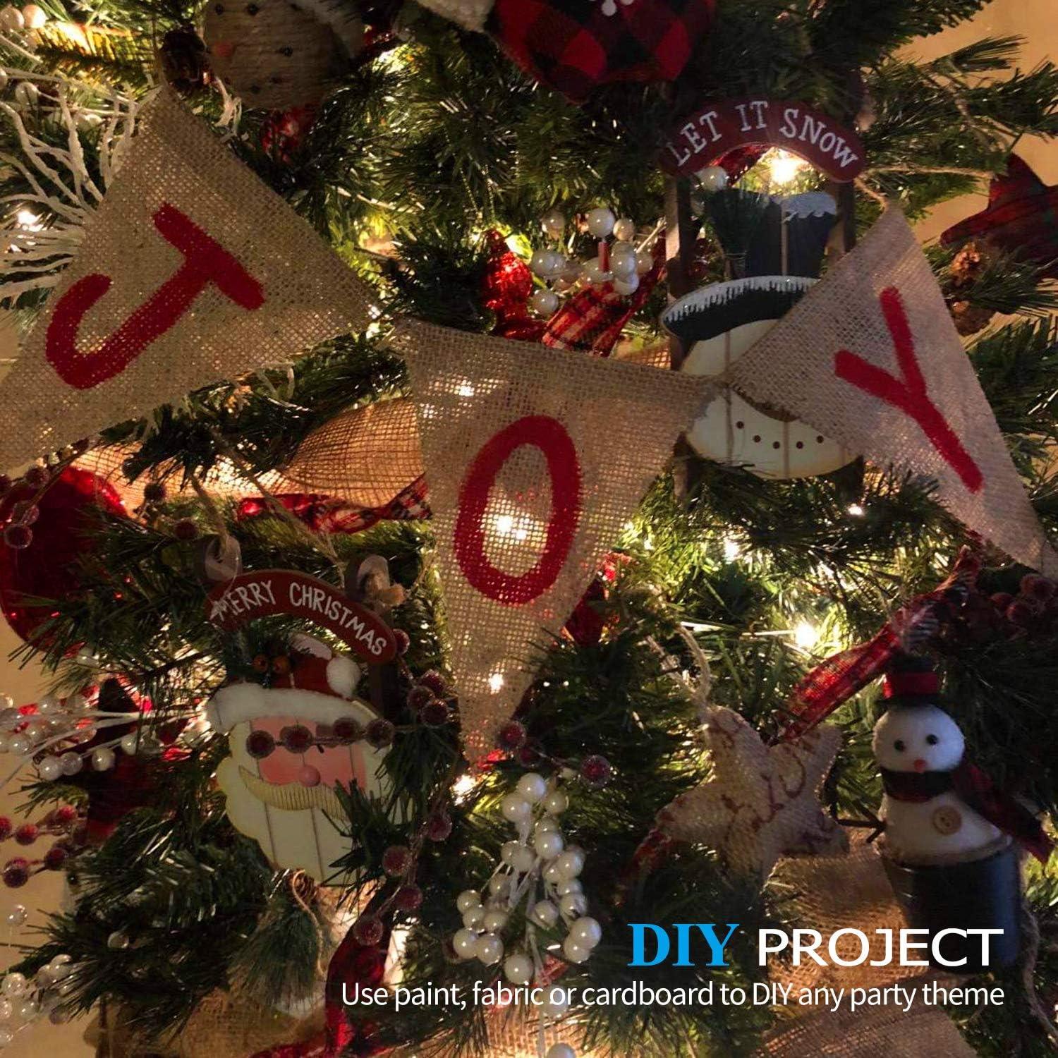 Novelty Place 13 Feet Burlap Pennant Banner - 15 Triangle Bunting Flags (5x7 Inches) - DIY Hand Painted Home Decorations for Holiday, Birthday, Wedding, Graduation and Party