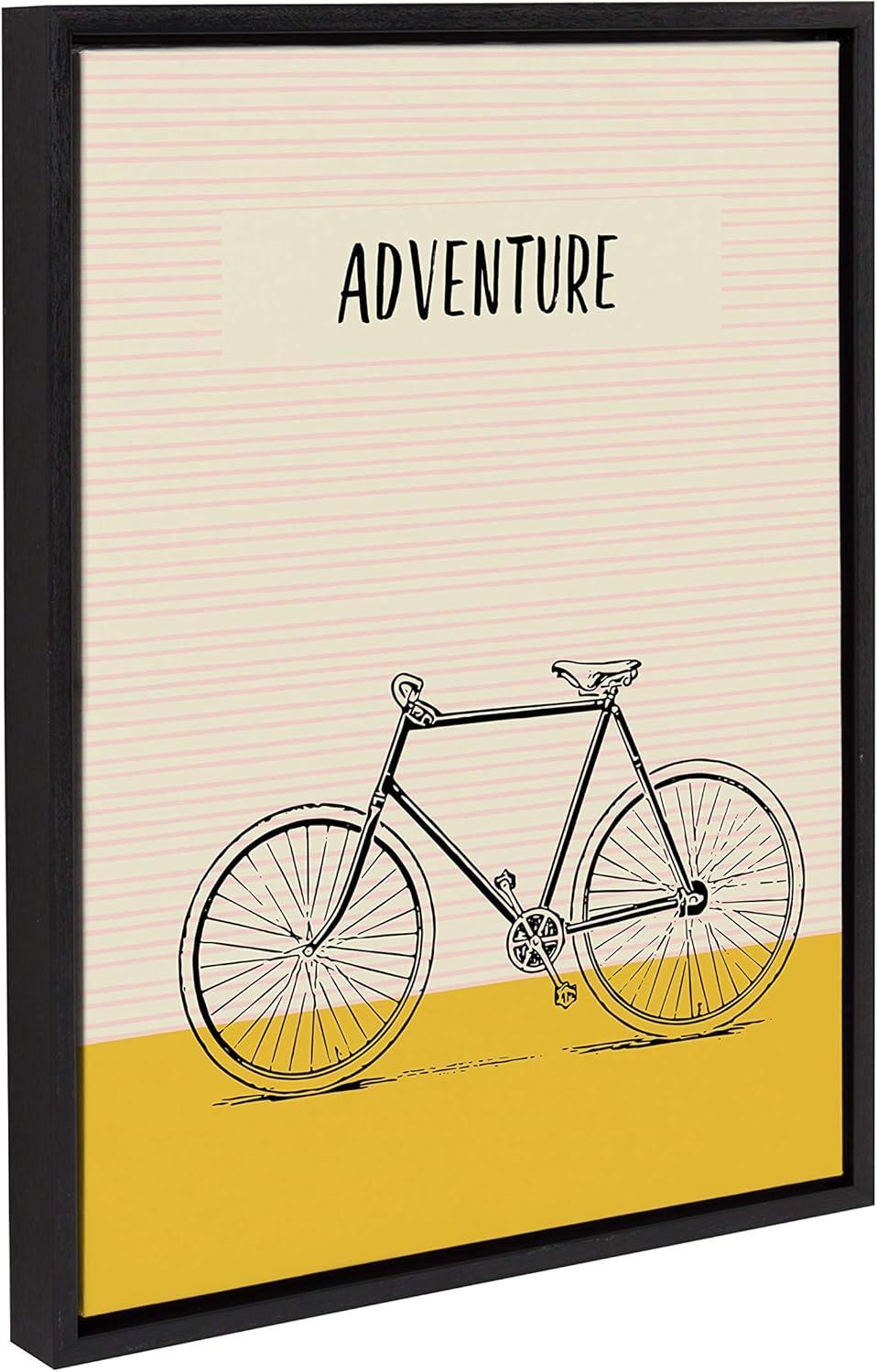 18" x 24" Sylvie Bike Adventure Framed Canvas Wall Art by Apricot and Birch Black - Kate and Laurel