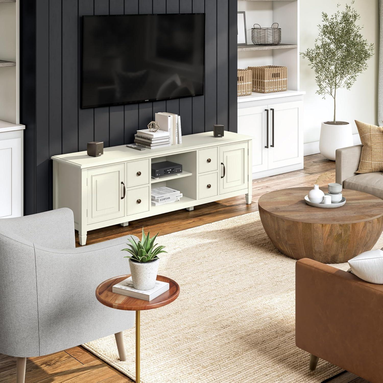 Simpli Home Connaught 72"W Solid Wood Traditional TV Stand for TVs up to 80" with 4 Drawers and 2 Cabinets