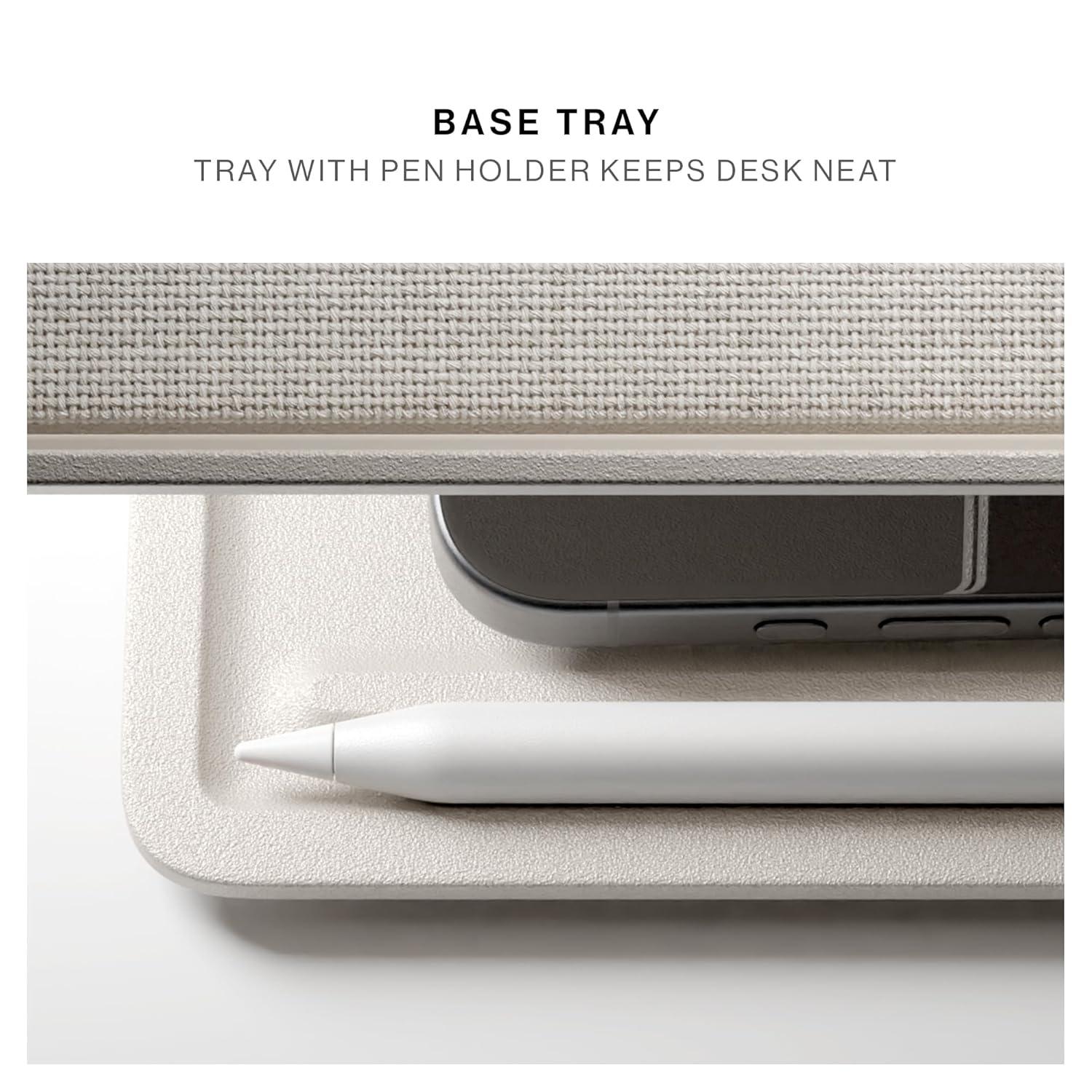 Black Adjustable Ergonomic Metal Laptop Stand with Fabric Surface