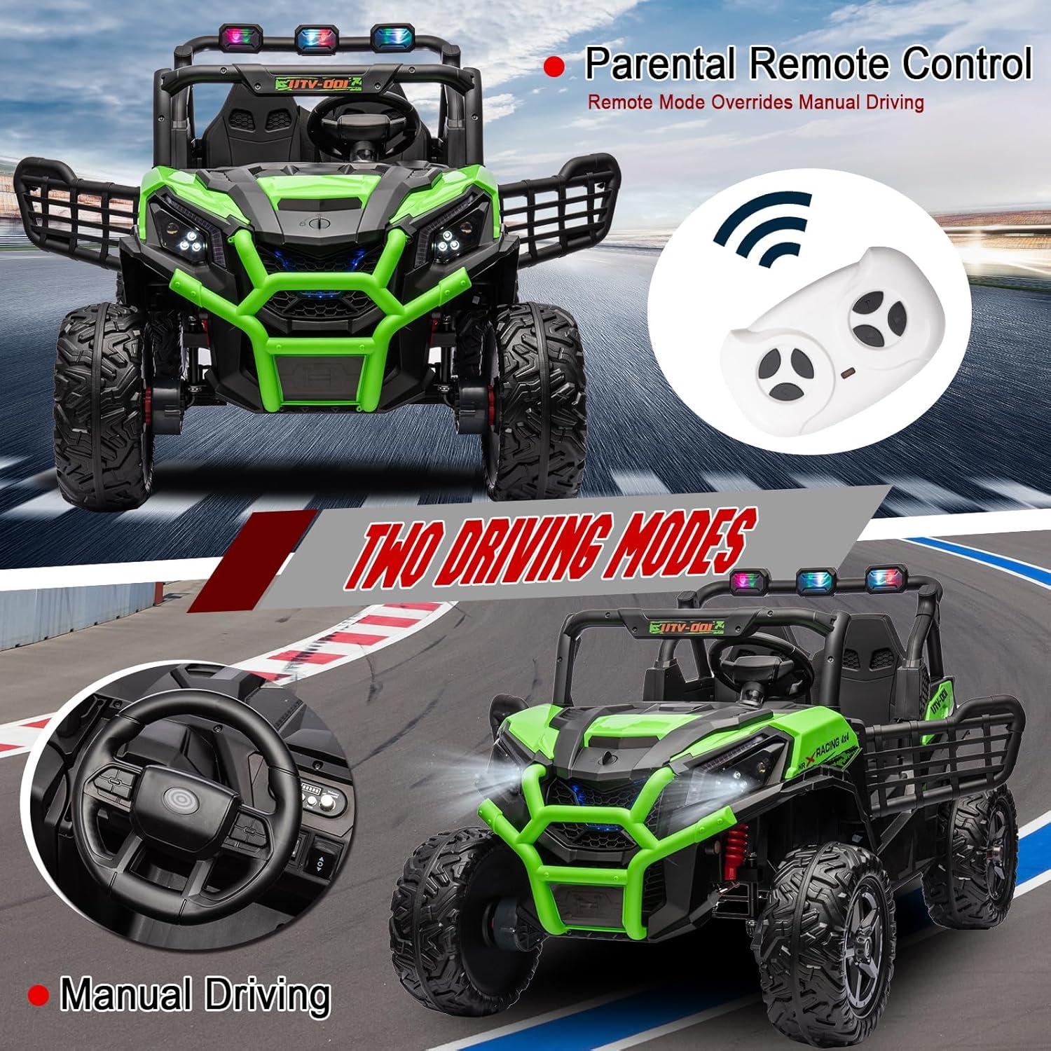 Green 24V 4WD Off-Road Ride-On UTV with Remote Control