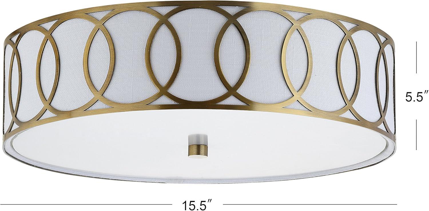 Aubrey 3-Light 15.5" Metal LED Flush Mount, Brass