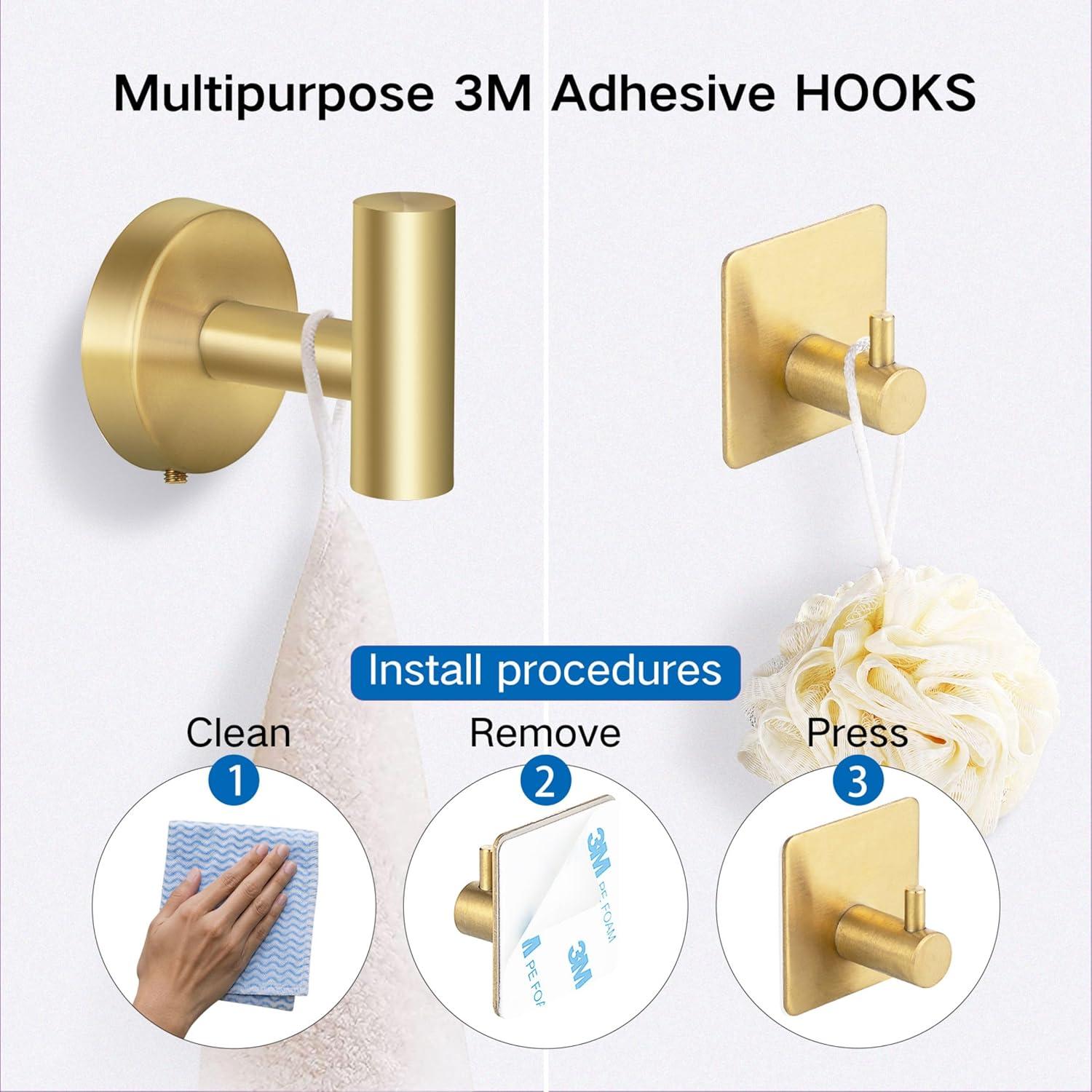 Brushed Gold Stainless Steel 6-Piece Bathroom Hardware Set