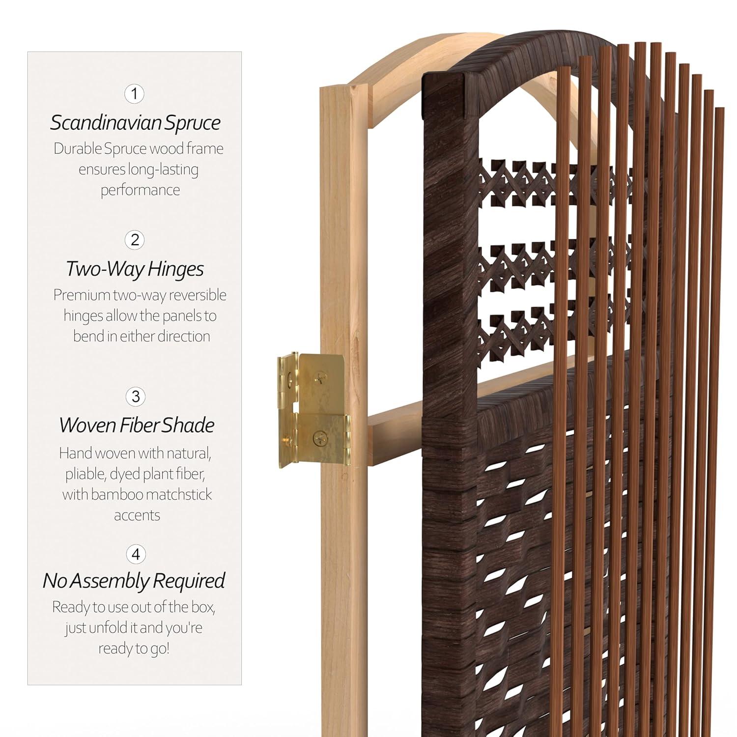 Oriental Furniture 4 ft. Tall Fiber Weave Room Divider - Dark Mocha - 3 Panel