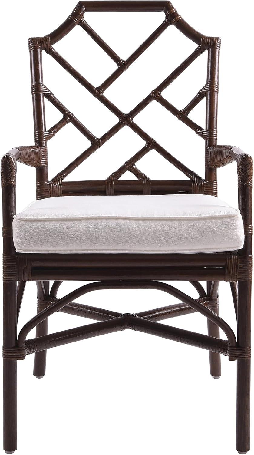 New Pacific Direct Kara 21" Fabric and Rattan Arm Chair in Paloma Brown