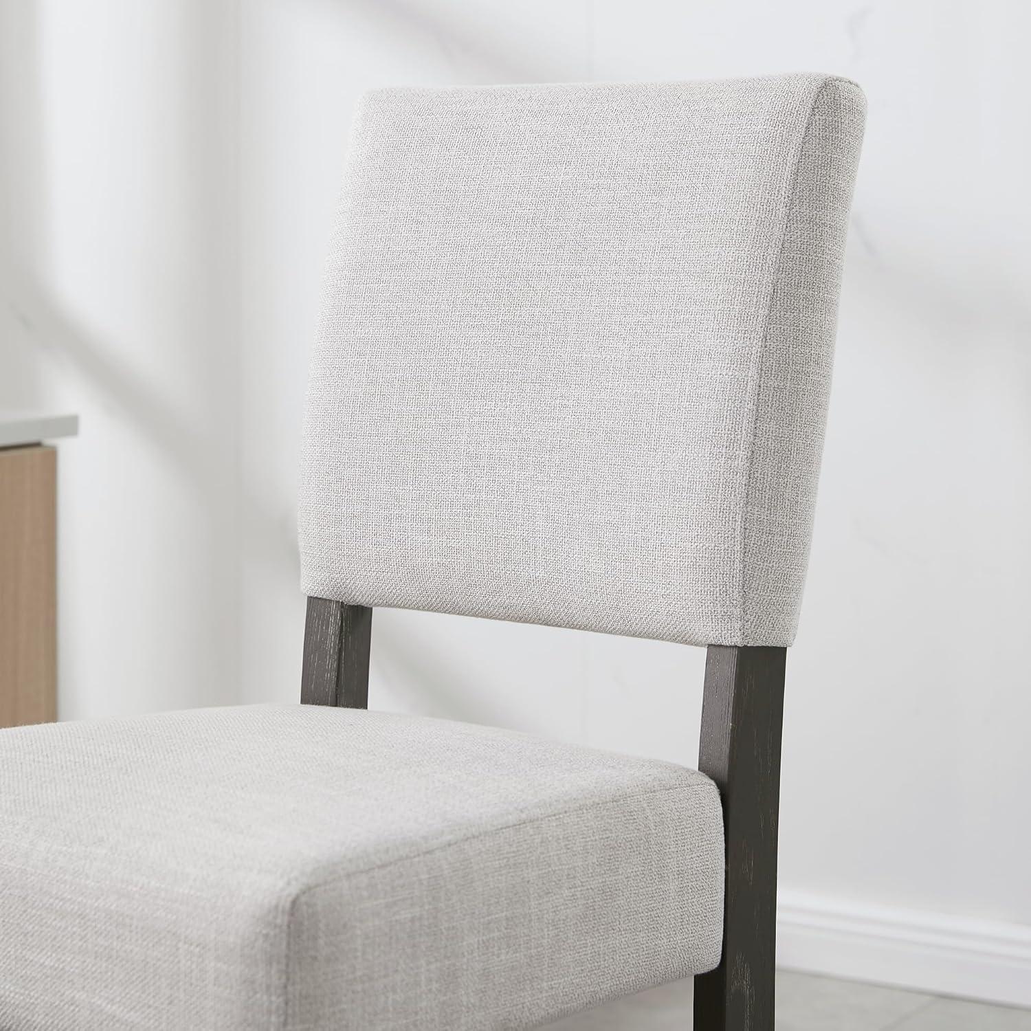 Leick Home 10087-BBHG Upholstered Back Bar Height Stool with Wood Base, Set of 2, for Elevated Kitchen Counters, High Top Tables, and Bars, Blackbean and Heather Gray