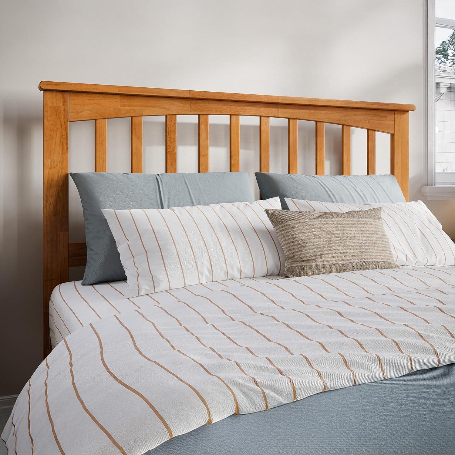AFI Furnishings Mission Full Solid Wood Headboard with Attachable Charger in Light Toffee