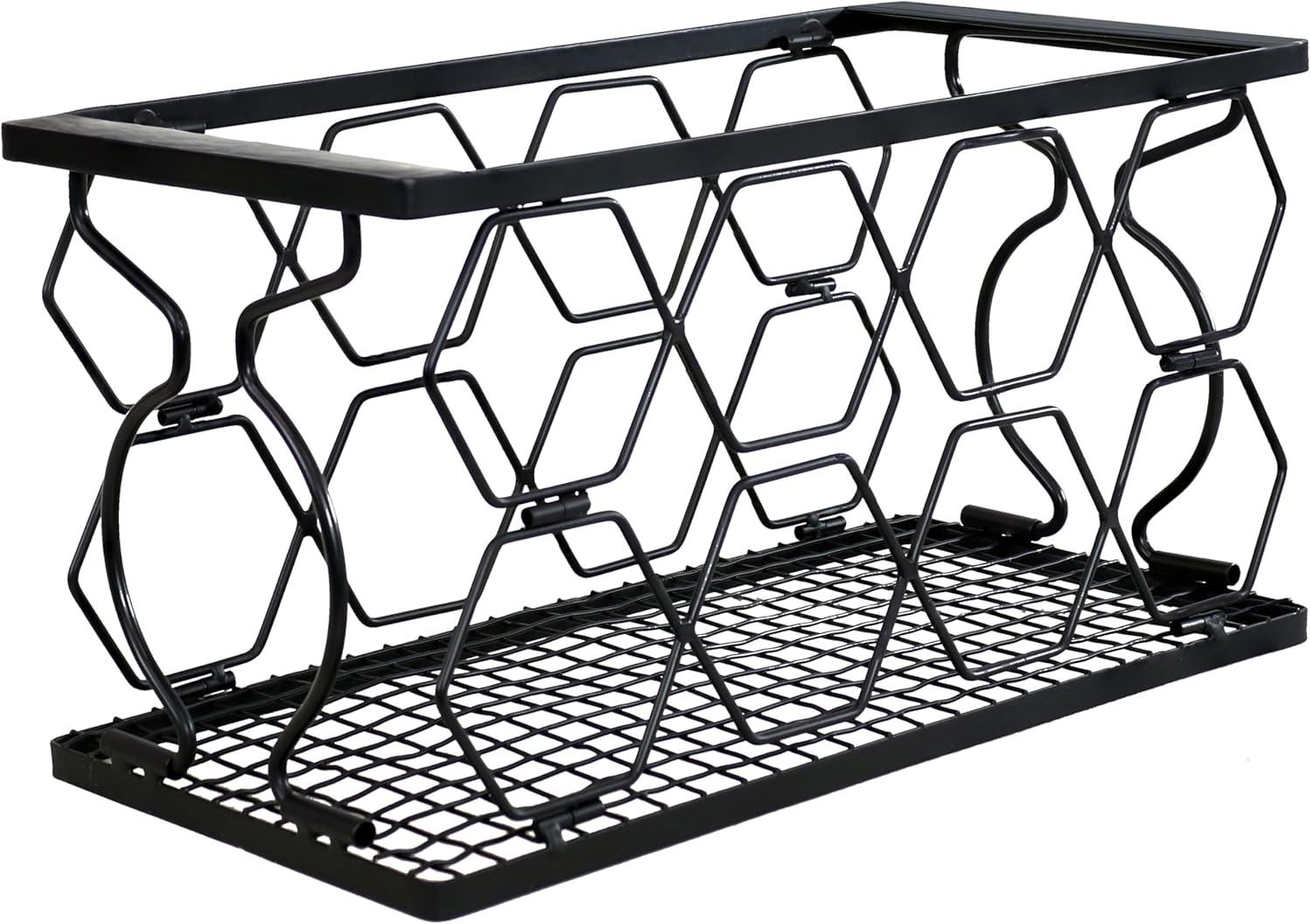 Sunnydaze Indoor Metal Collapsible Tabletop Wine Rack for the Kitchen or Bar - Black