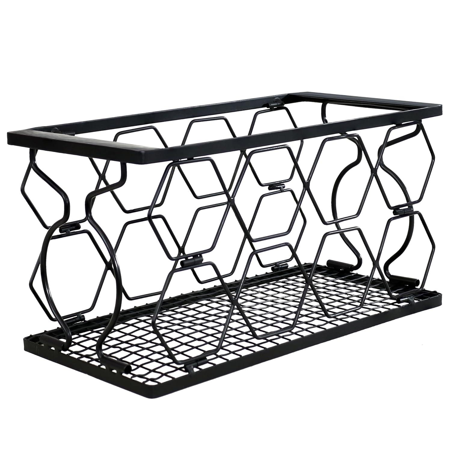 Sunnydaze Indoor Metal Collapsible Tabletop Wine Rack for the Kitchen or Bar - Black