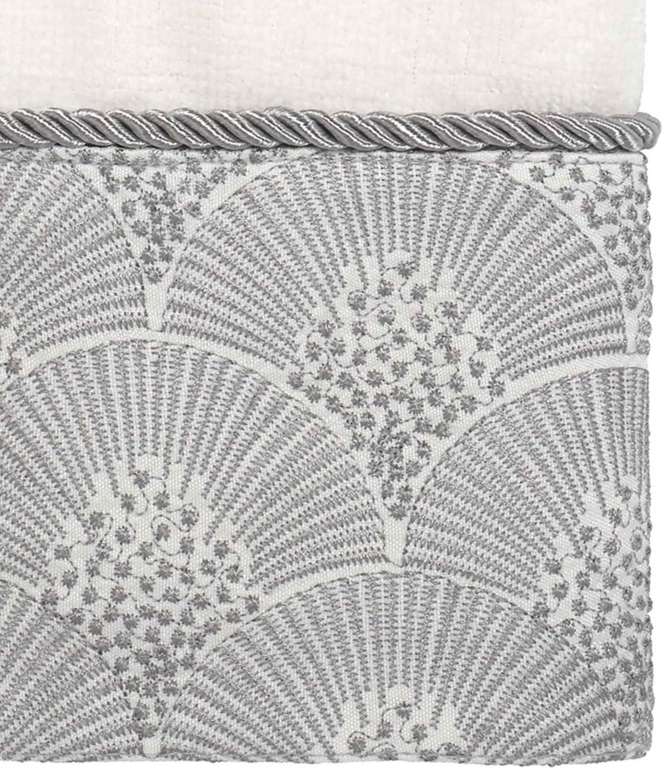 White Organic Cotton Embroidered Fingertip Towel with Silver Trim