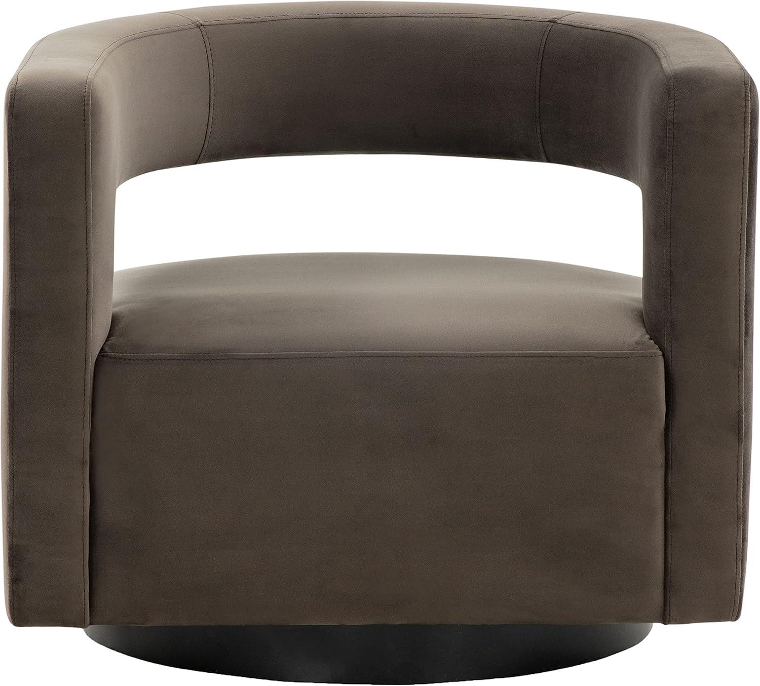 SAFAVIEH Couture Edgar Modern Velvet Solid Swivel Armchair, Dark Brown