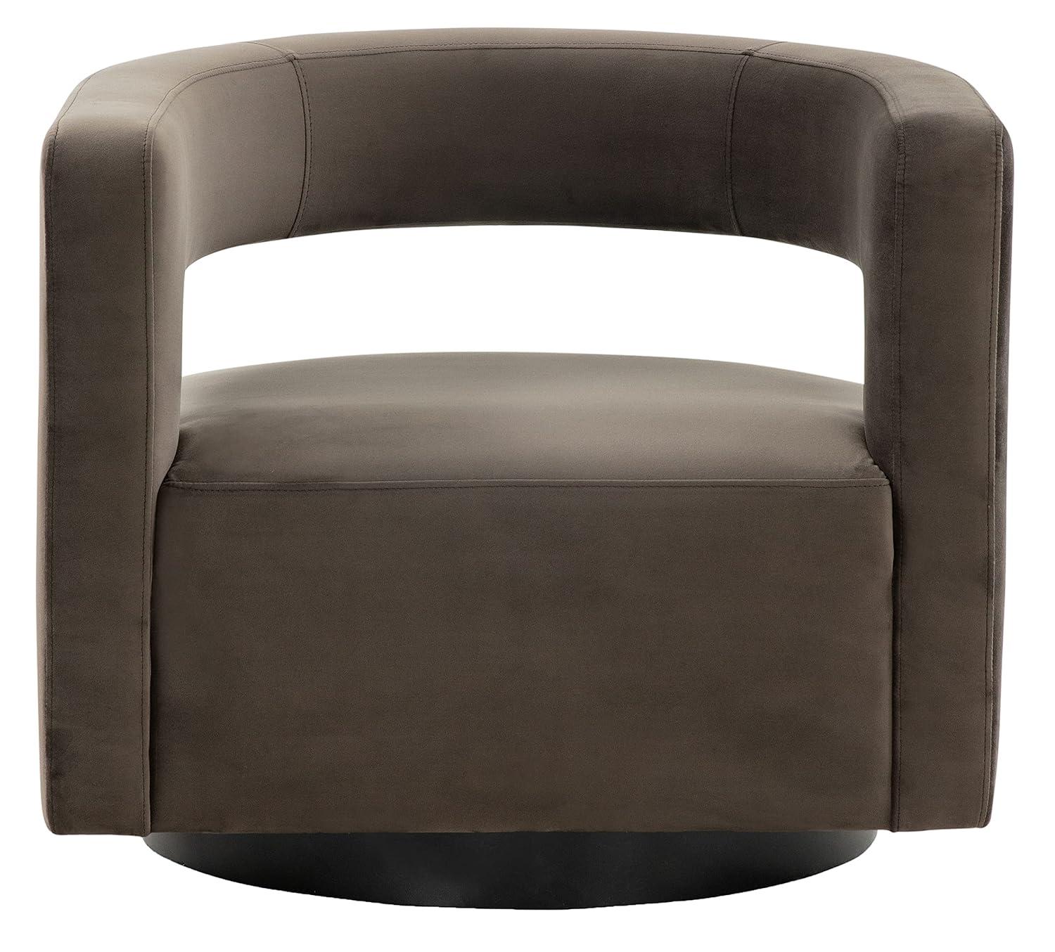 SAFAVIEH Couture Edgar Modern Velvet Solid Swivel Armchair, Dark Brown