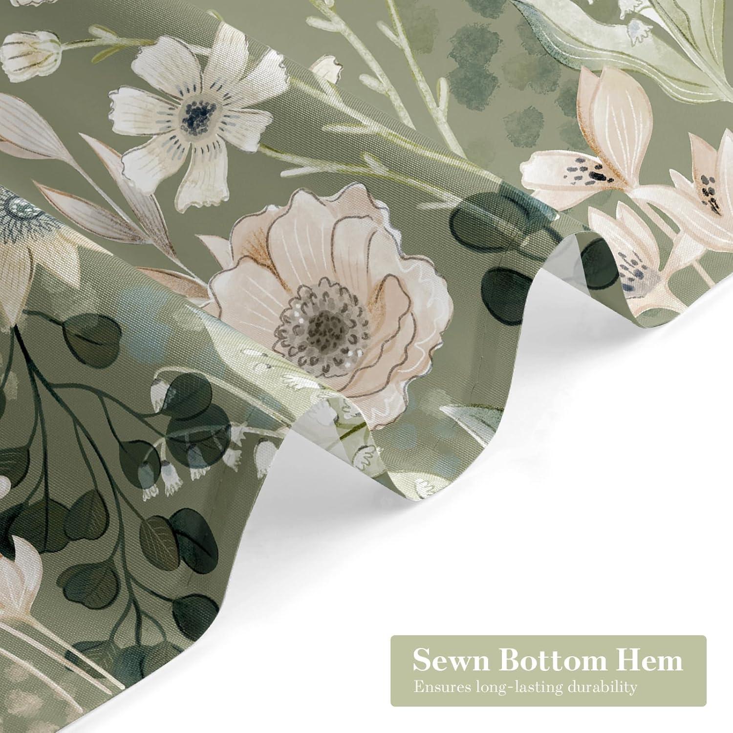 Red Barrel Studio® Green Floral Shower Curtain, Summer Plant Leaves Fabric Cloth Shower Curtains For Chic Elegant Bathroom Decor, Modern Abstract Colorful Flower Shower Curtain, 72X72