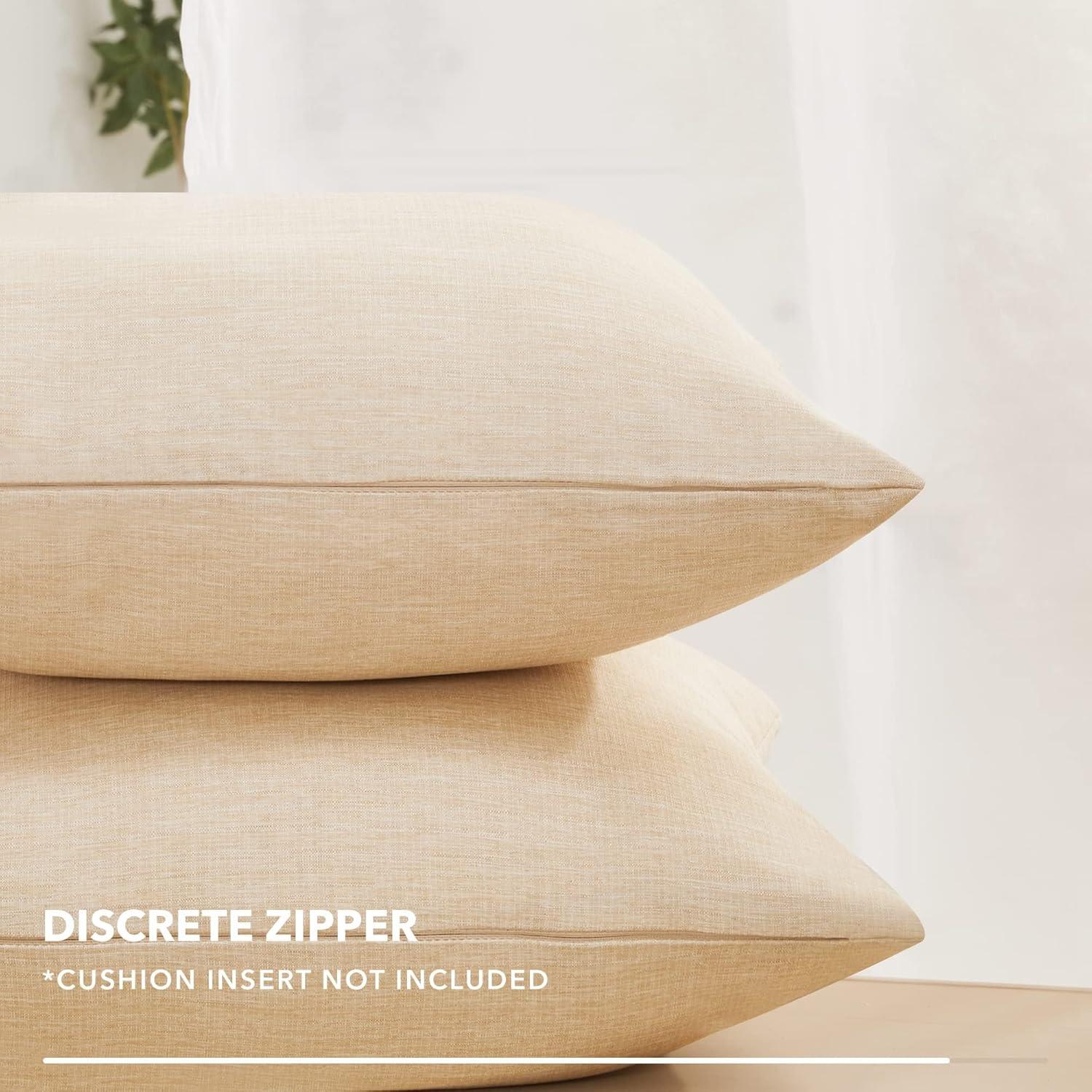 Deconovo Decorative Throw Pillow Covers - Set of 4 Soft Linen Cushion Covers, 20x20 Inch, Green & Machine Washable Pillowcases for Sofa, Bedroom, Living Room Décor, Beige