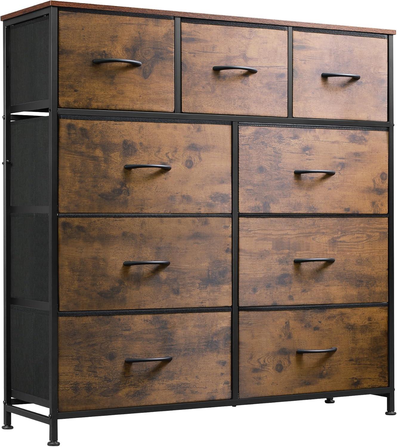 Rustic Brown Double Dresser with Extra Deep Drawers and Levelers