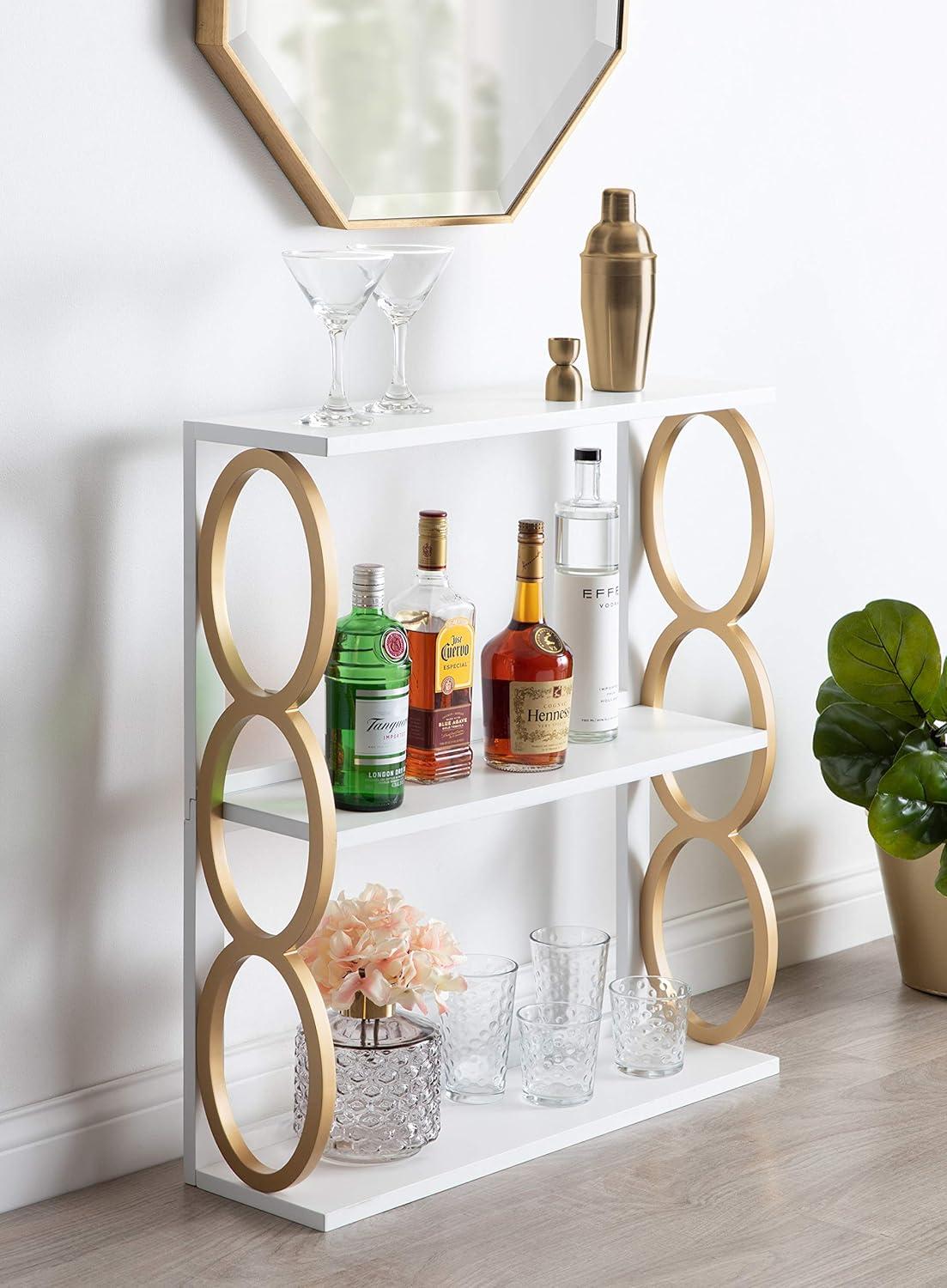 28" x 8" x 31" Ring Wooden 3-Tier Shelf White - Kate & Laurel All Things Decor: Mid-Century Storage Display