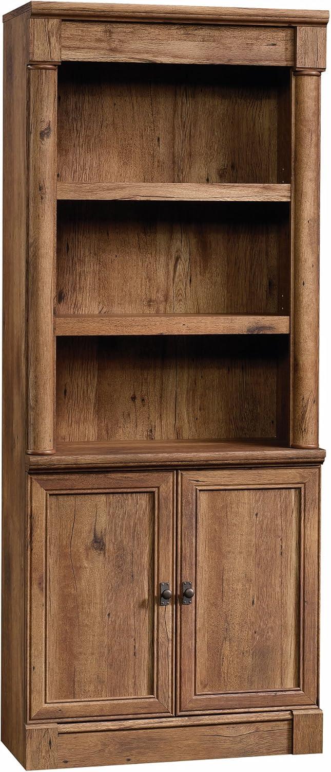 Vintage Oak Adjustable Library Bookcase with Framed Doors