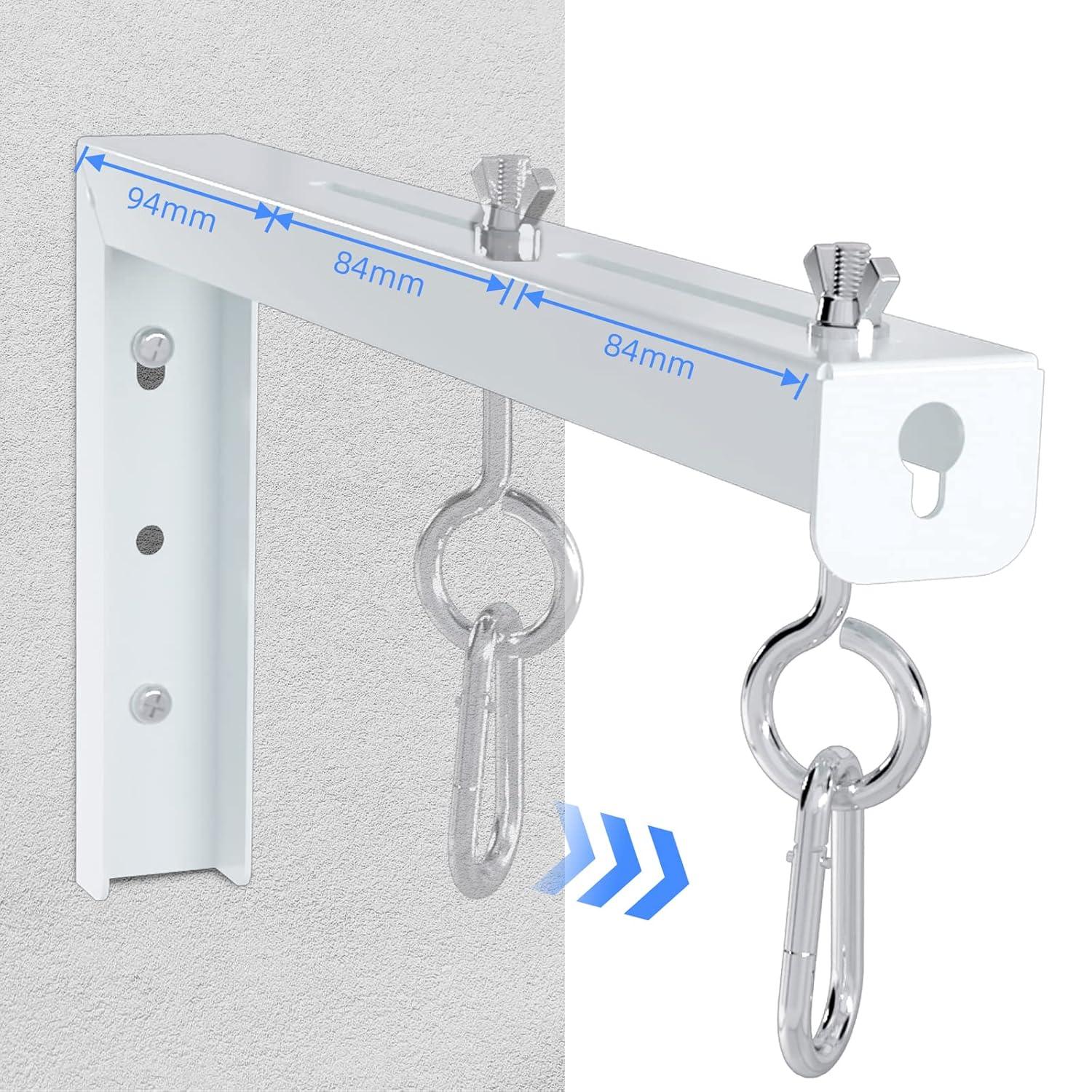 WALI Universal Projector Screen Ceiling Mount, Wall Hanging Mount L-Brackets, 12 inch Adjustable Extension with Hook Kit, Perfect Projector Screen Placement Hold up to 80 lbs (PSM001XL-W), White