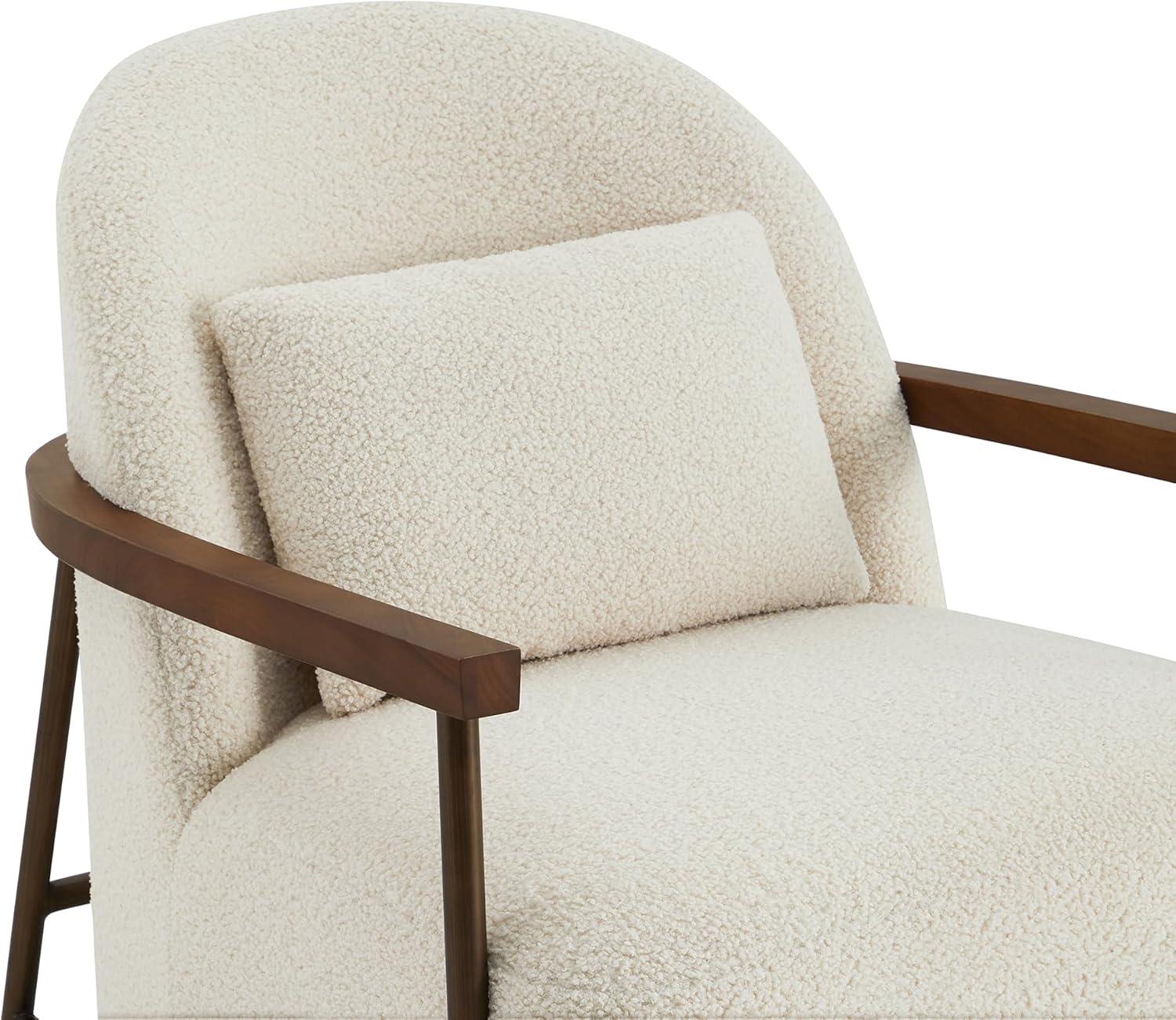 Quiteria Camel Fabric Accent Chair with Solid Wood and Metal Frame