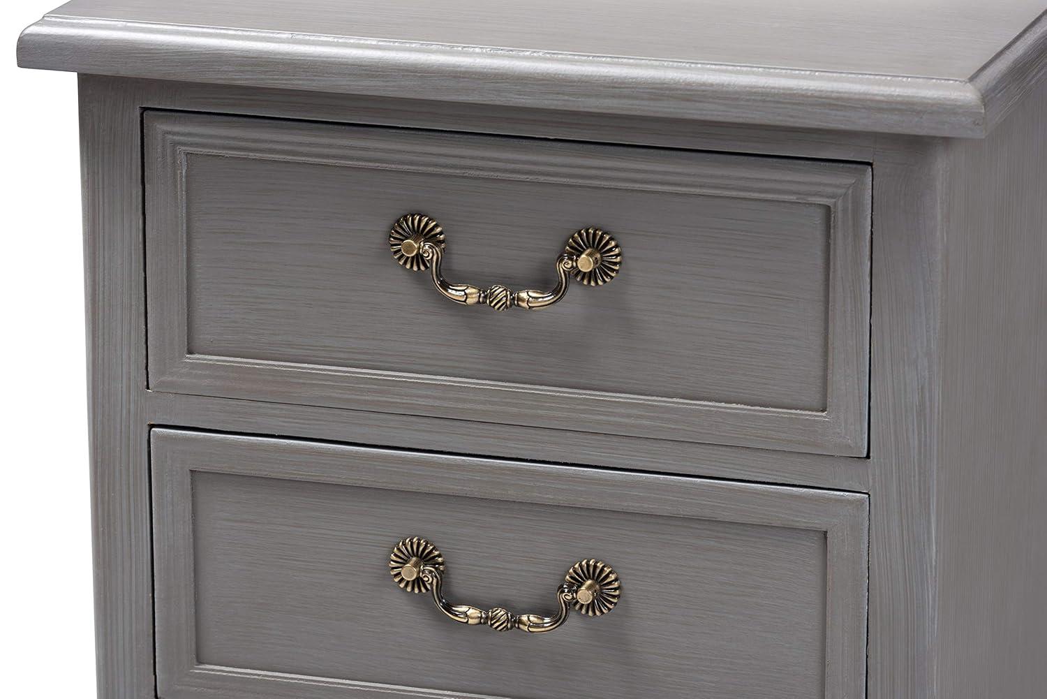 3 Drawer Capucine Finished Wood Nightstand Gray - Baxton Studio