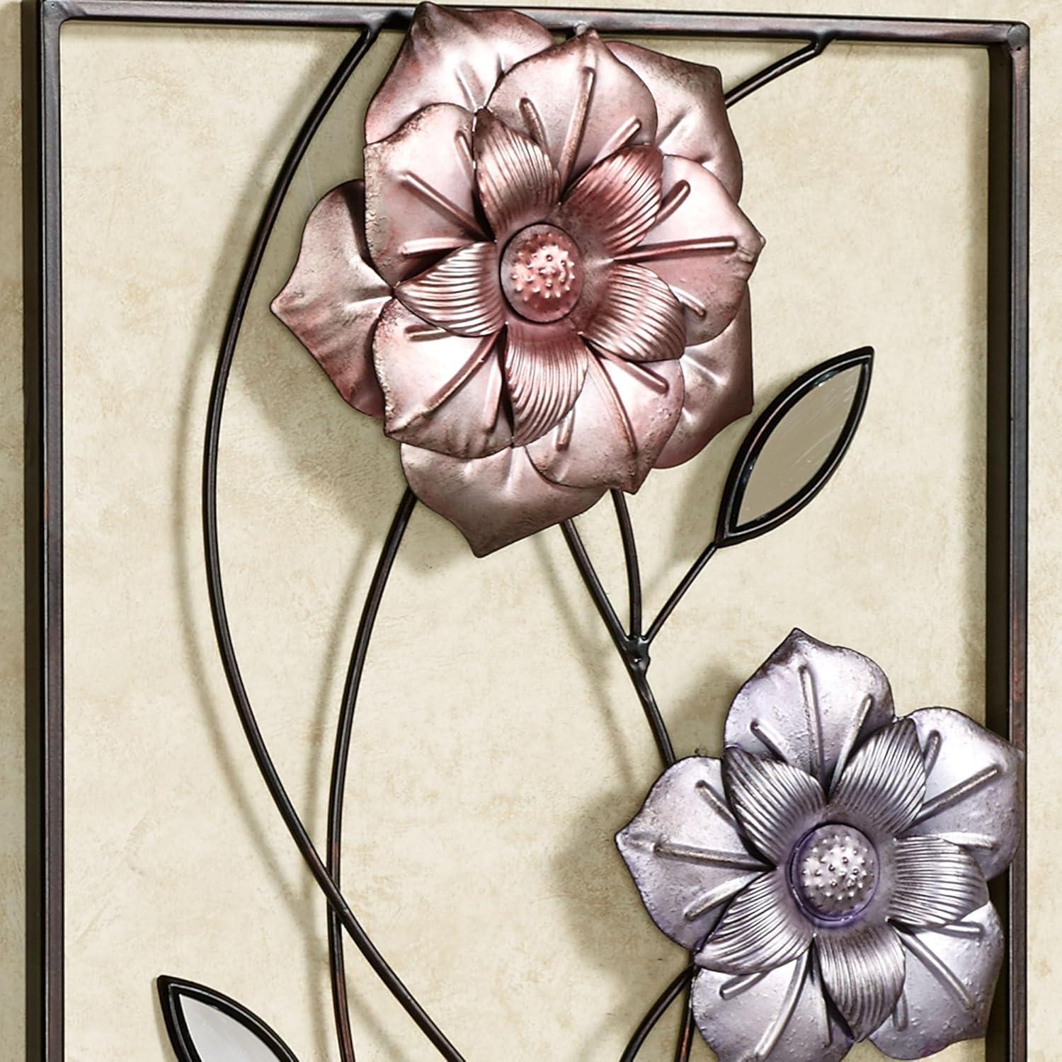 Glorious Summer Floral Rectangular Wall Art Panels with Metallic Accents