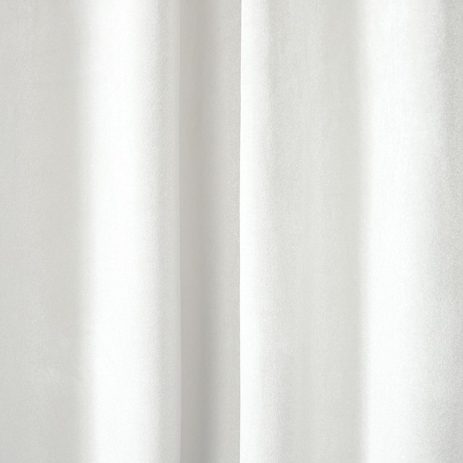 Set of 2 (96"x54") Velvet Back Tab Light Filtering Window Curtain Panels White - Exclusive Home: Polyester, Plain Weave