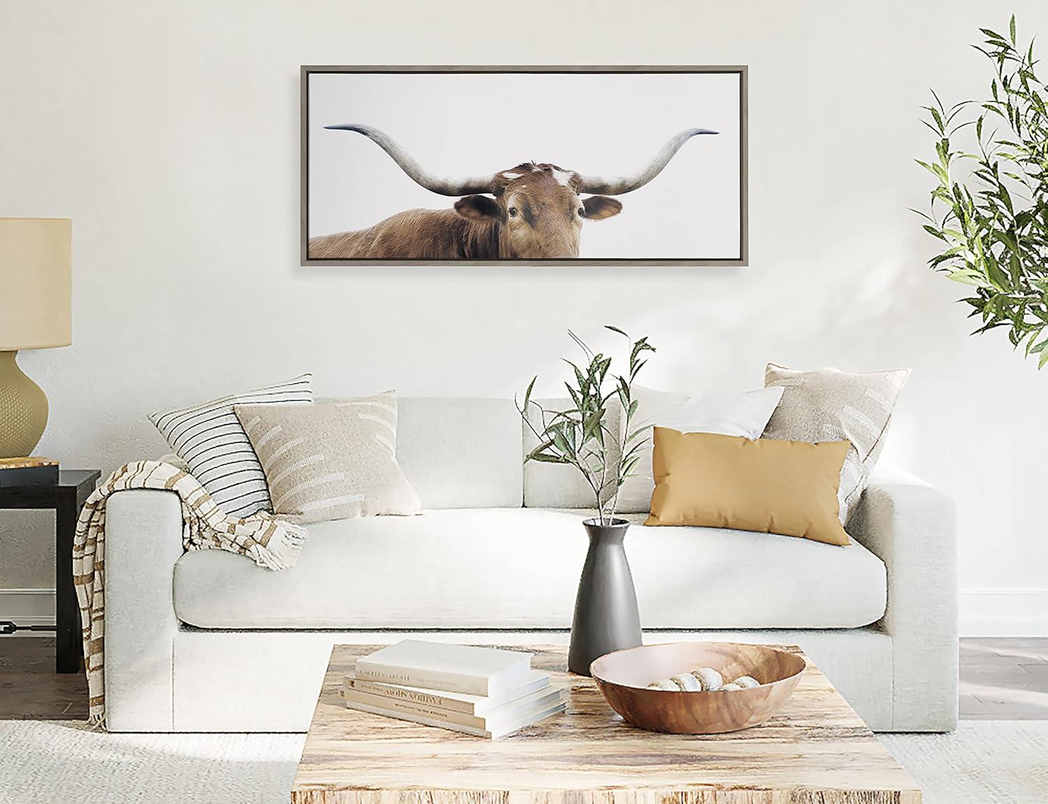 18" x 40" Sylvie Texas Longhorn Frame Canvas by The Creative Bunch Studio - Kate & Laurel All Things Decor