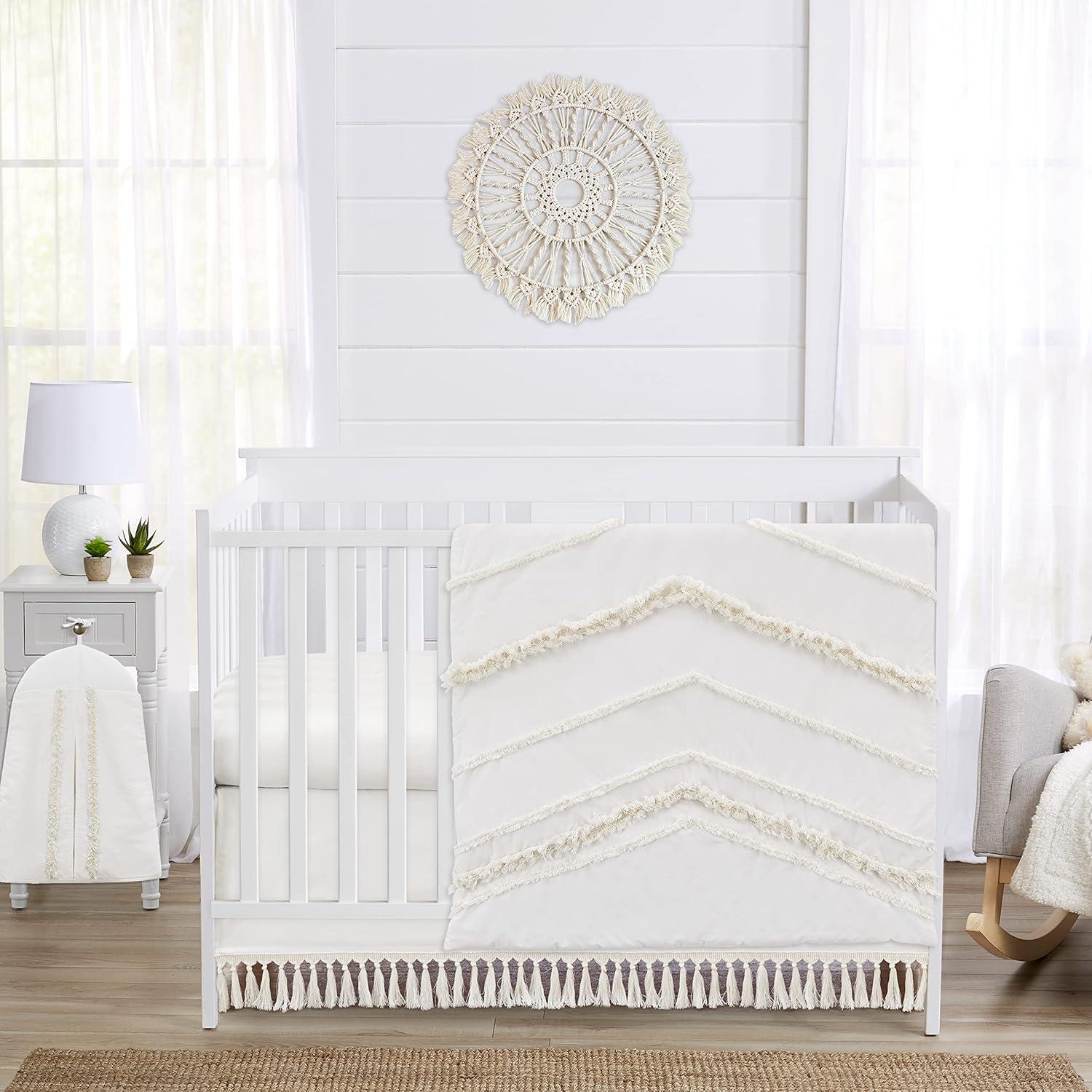 Sweet Jojo Designs Boy or Girl Gender Neutral Unisex Baby Crib Bedding Set - Bohemian Fringe Collection 4pc