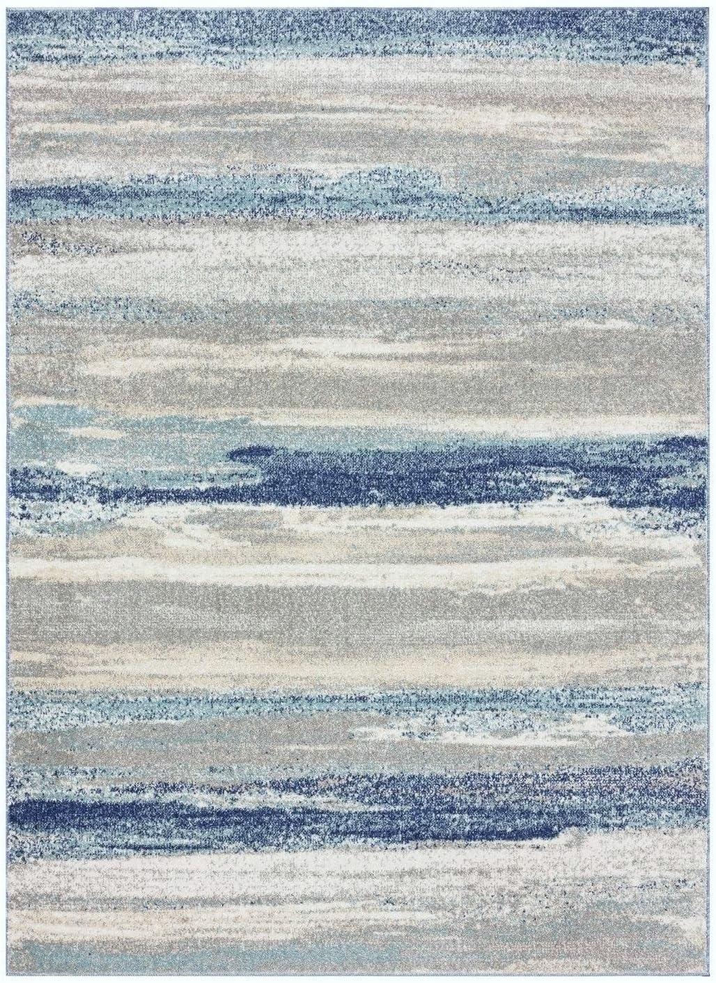 Luxe Weavers Abstract Stripe Blue 9x12 Area Rug