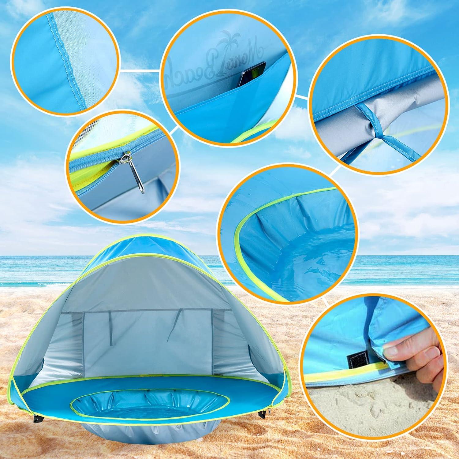 Blue Portable Baby Beach Tent with UV Protection