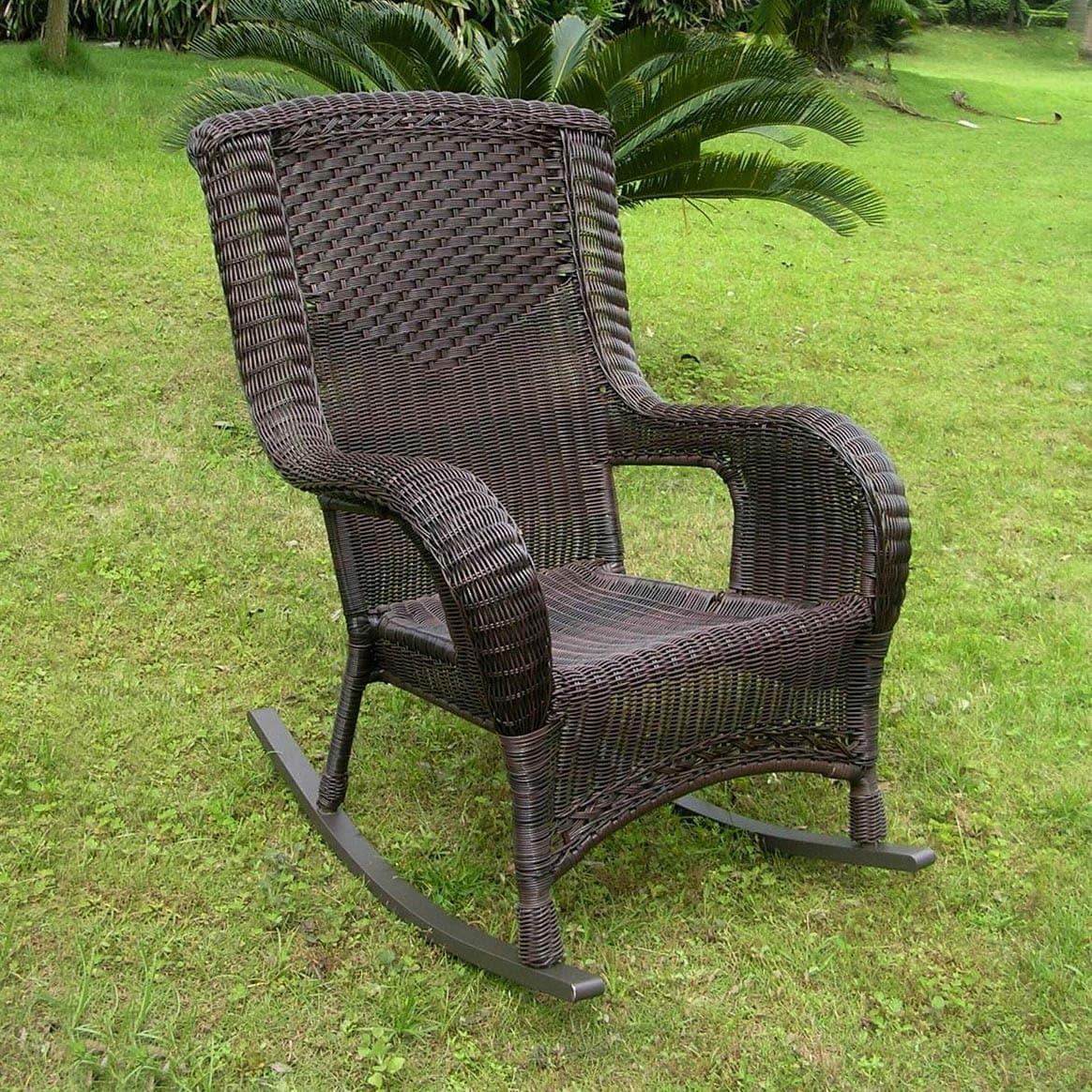 San Tropez Brown Resin Wicker Aluminum Rocking Chair