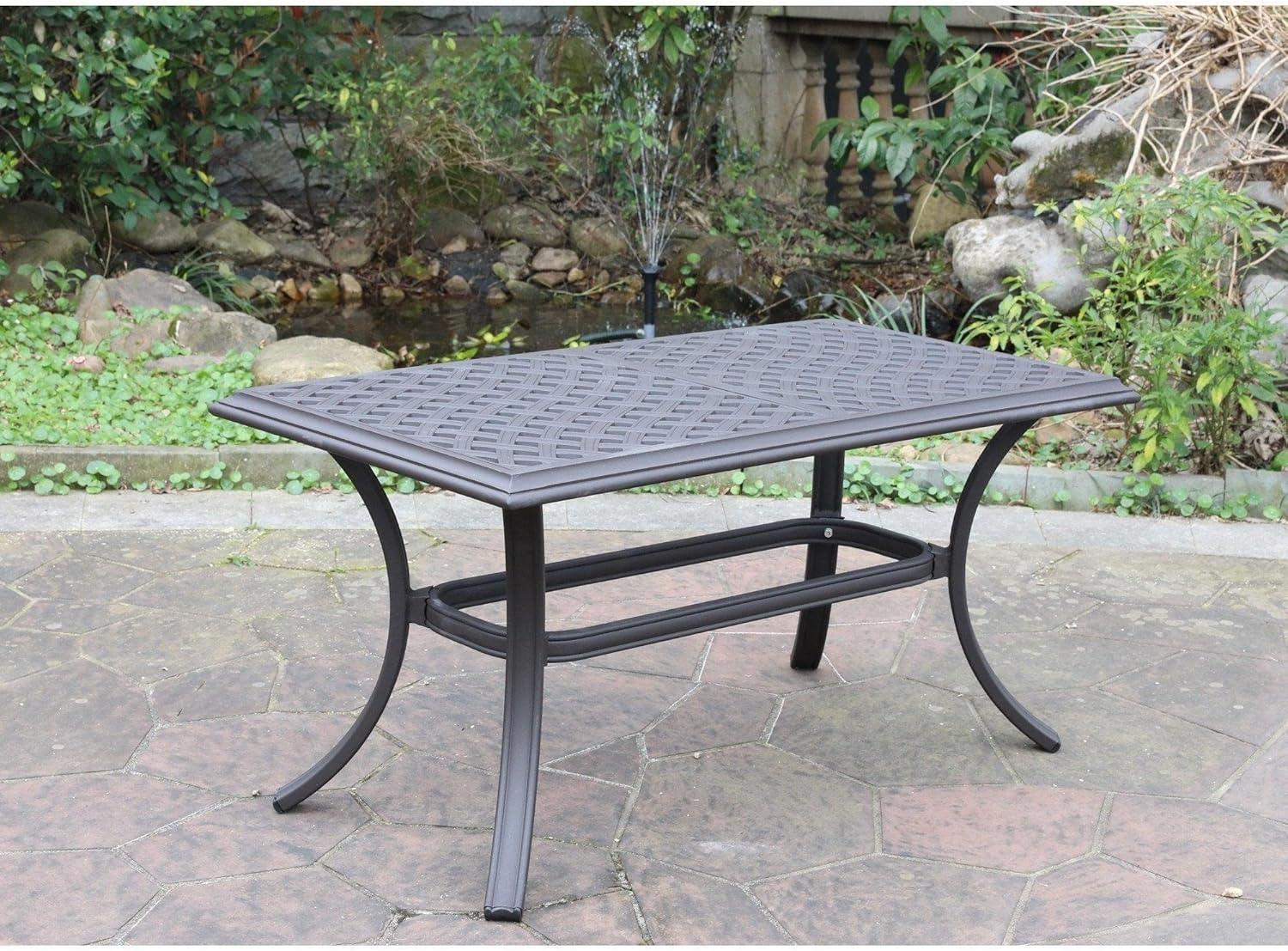 Black Cast Aluminum Outdoor Coffee Table with Lattice Design