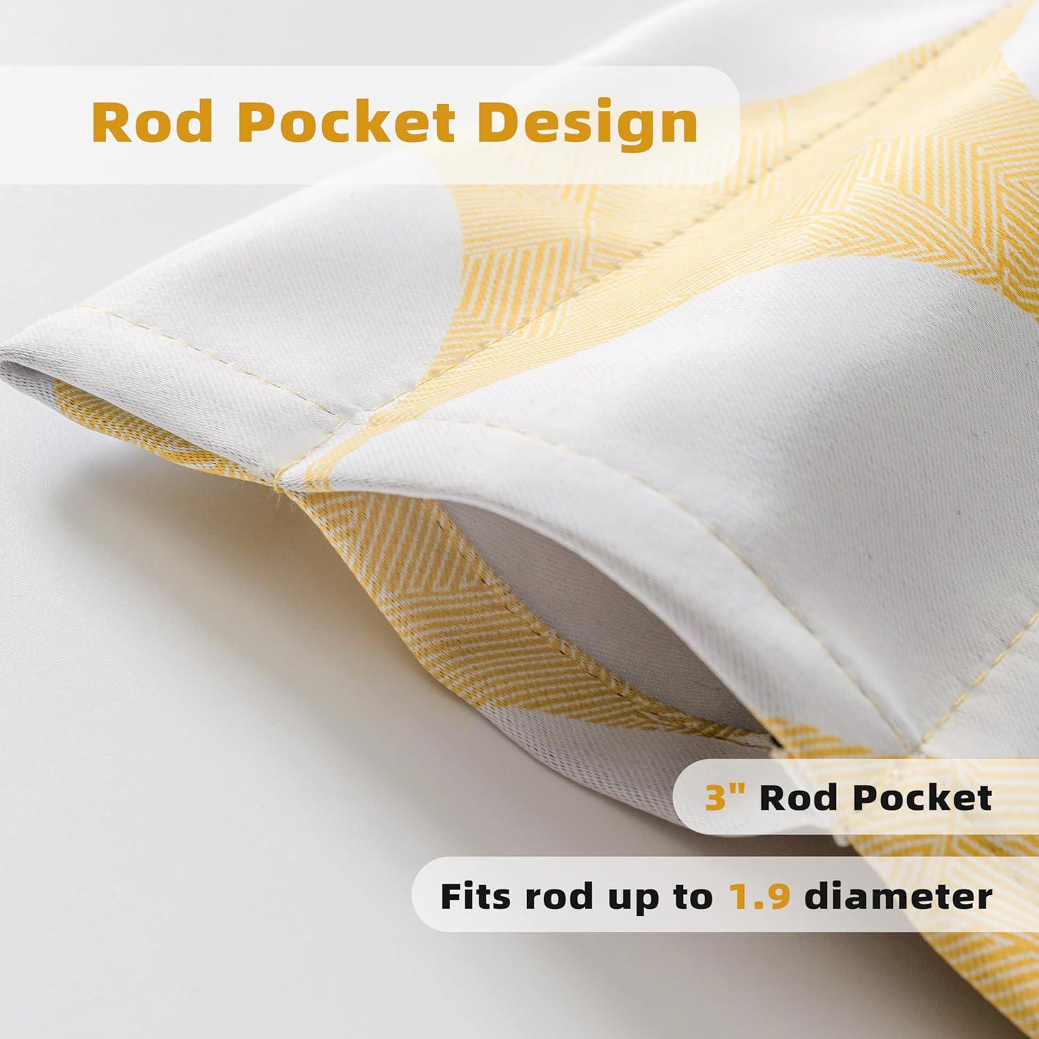 Yellow and White Geometric Blackout Rod Pocket Valance