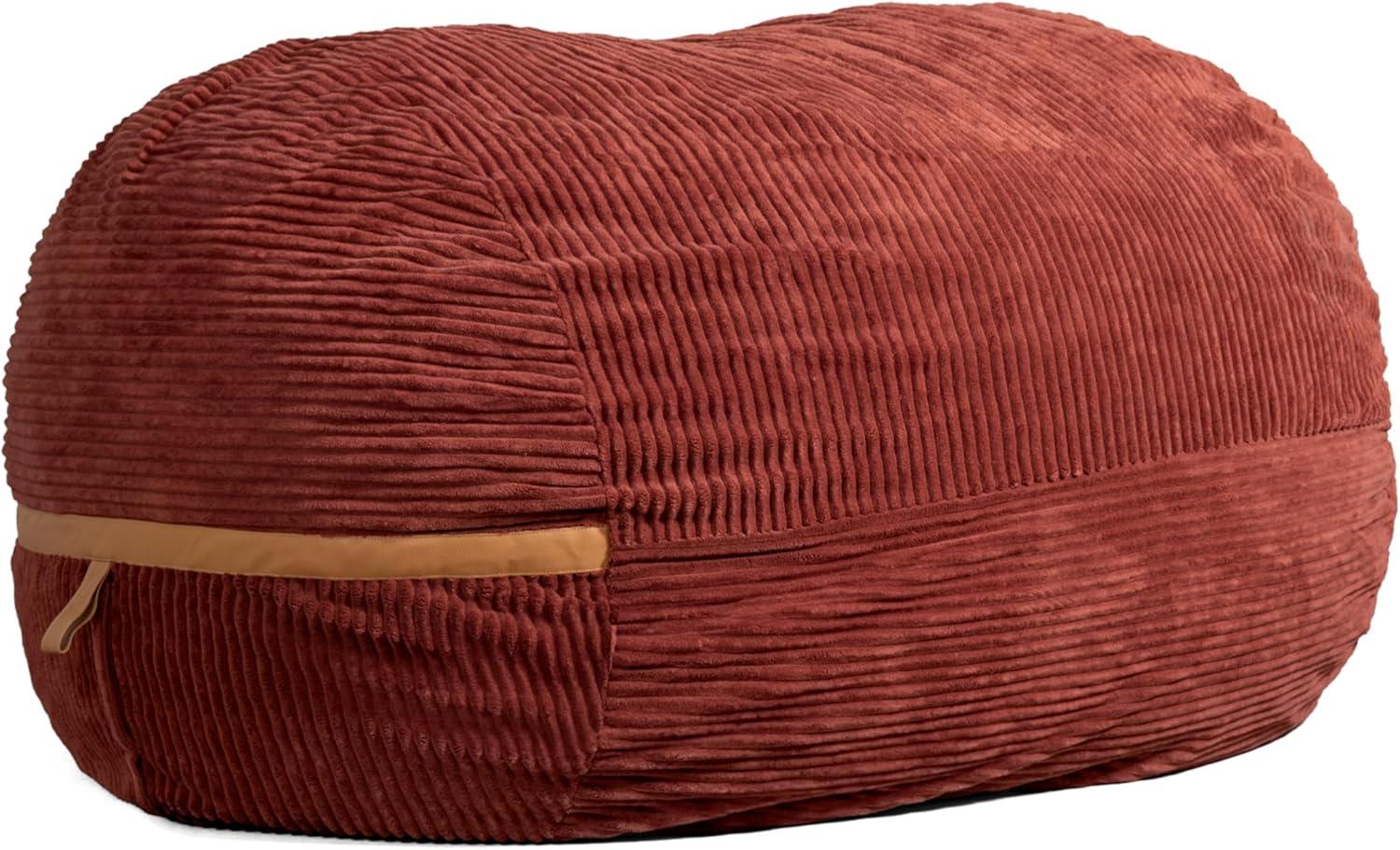 Big Joe Foam Filled Bean Bag Chair with Removable Cover, Corded Plush, Vegan Leather Accents, Medium to XXL Size